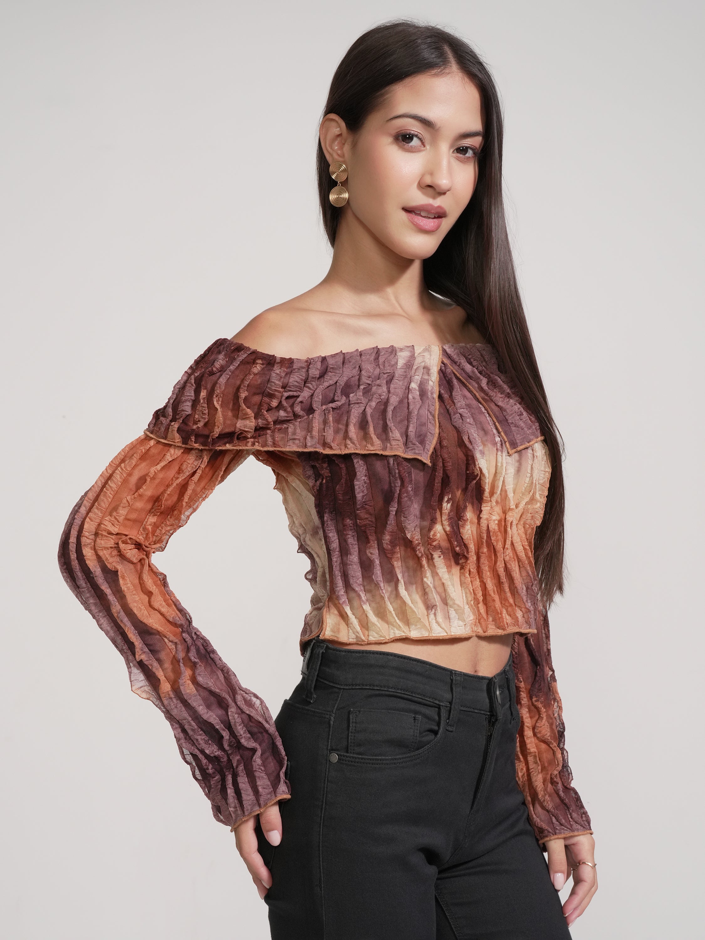 Tokyo Talkies Women Brown Printed Regular Top - Brown - Image 6