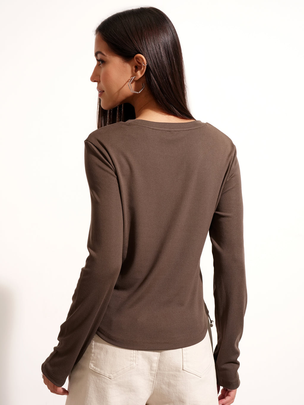 Tokyo Talkies Women Brown Solid Regular Top - Brown - Image 3