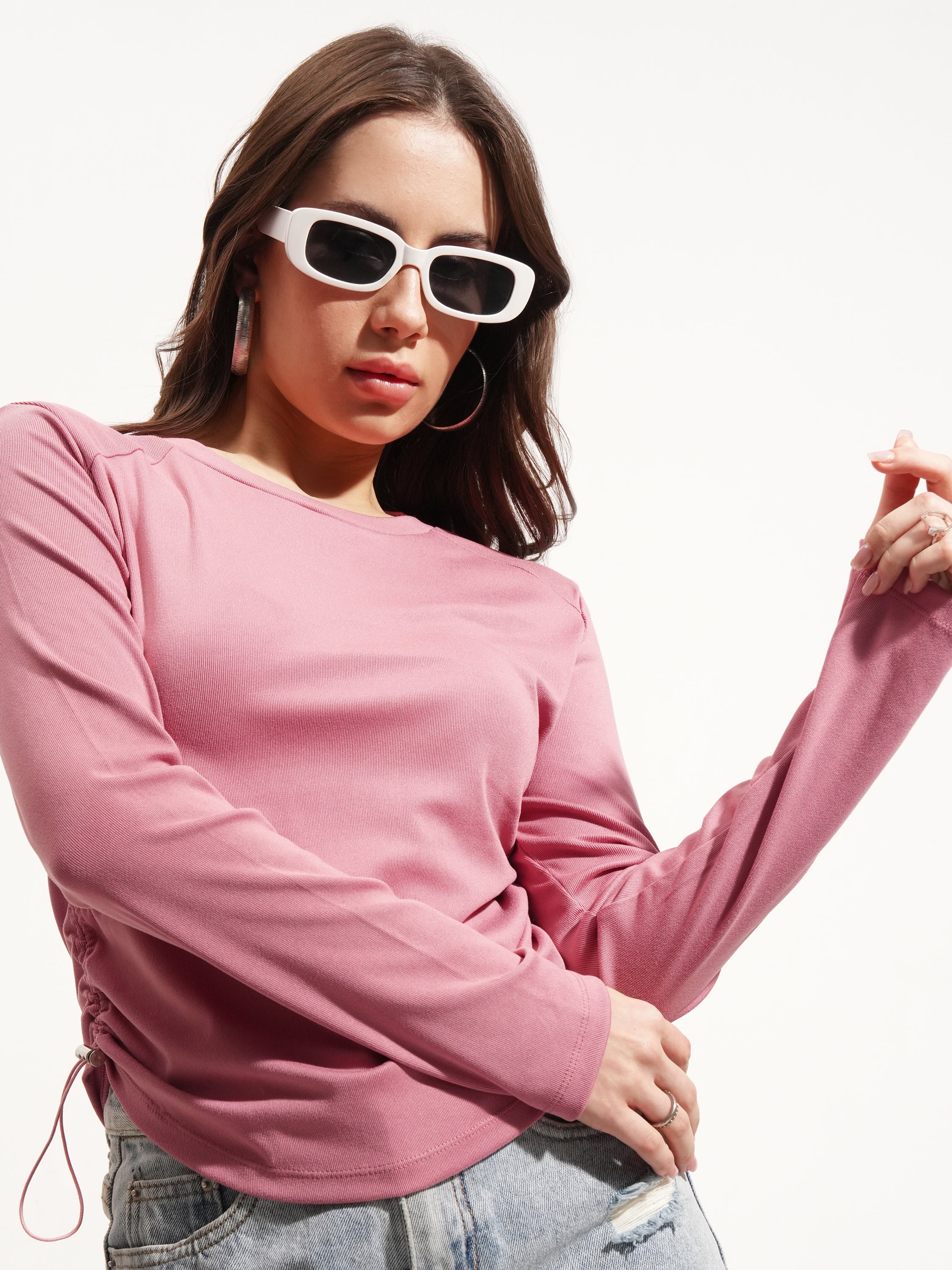 Tokyo Talkies Women Pink Solid Regular Top - Pink - Image 1