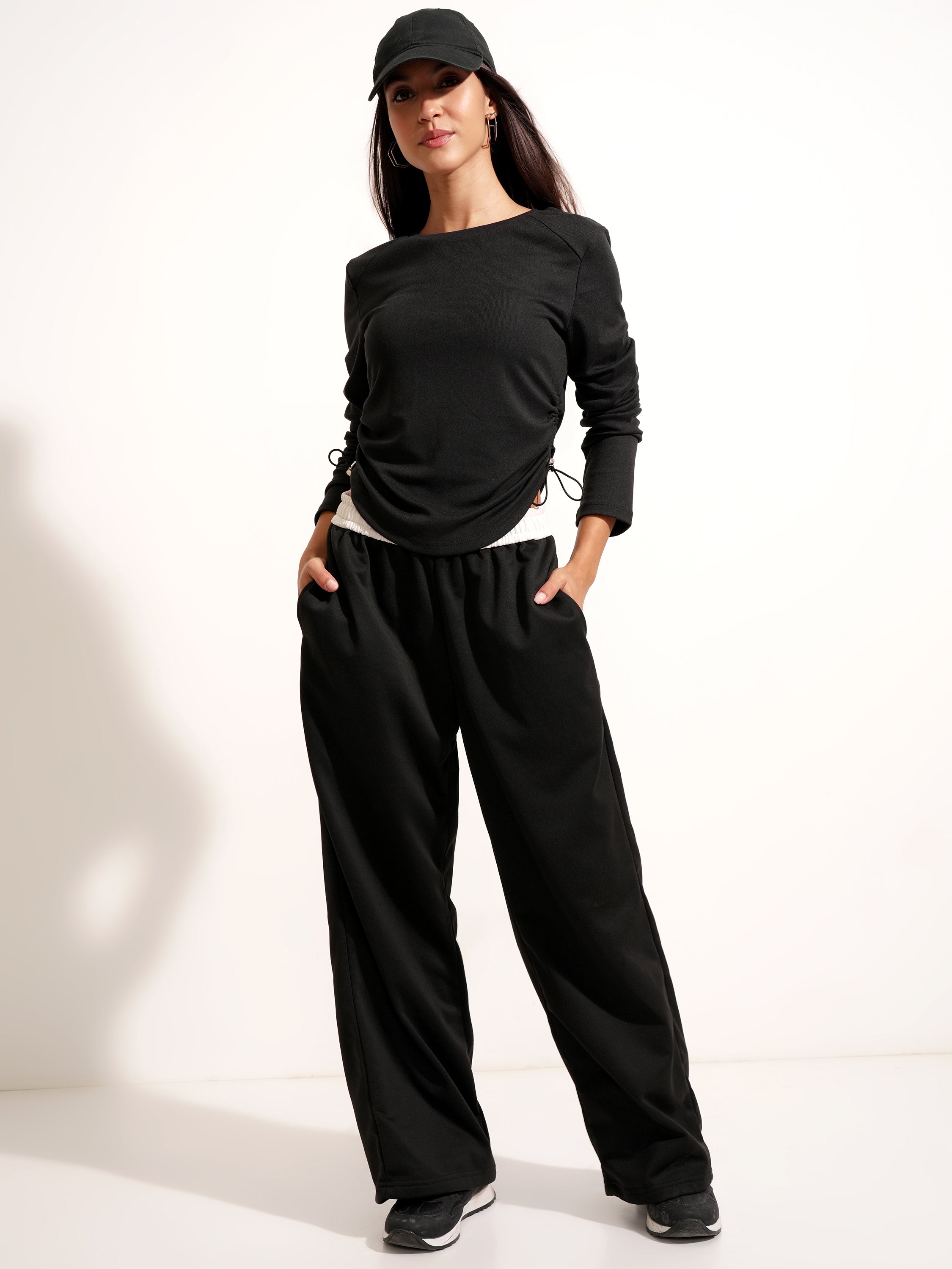 Tokyo Talkies Women Black Solid Regular Top - Black - Image 2