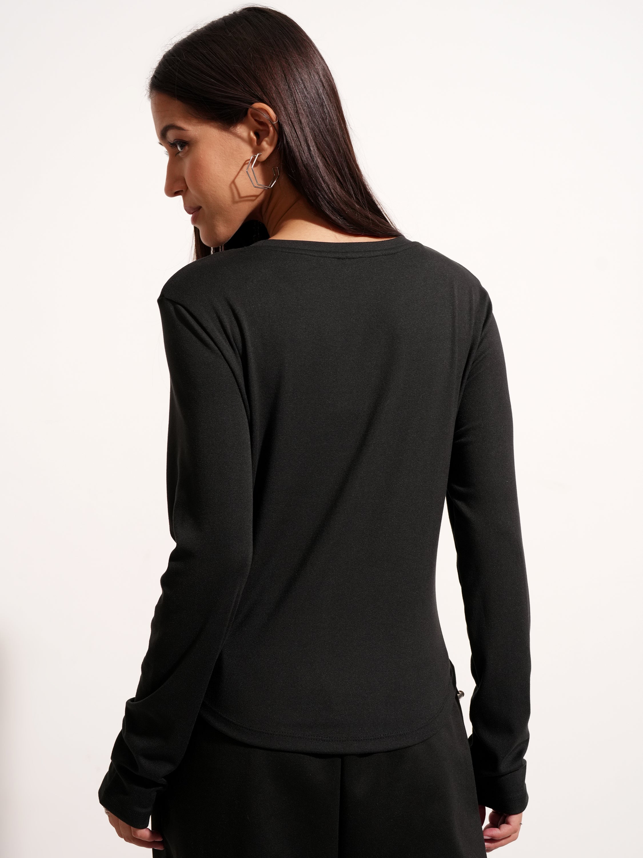 Tokyo Talkies Women Black Solid Regular Top - Black - Image 3