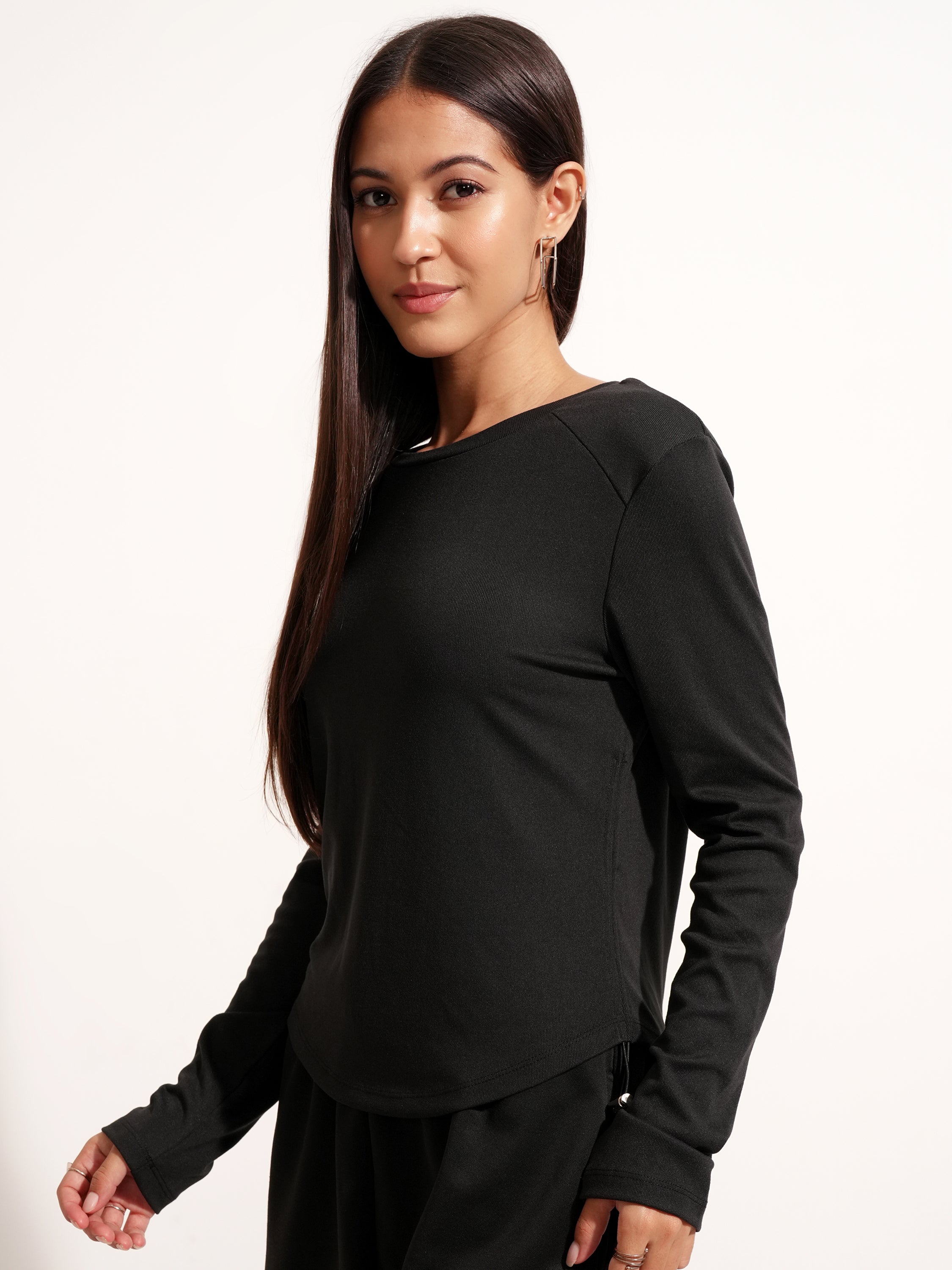 Tokyo Talkies Women Black Solid Regular Top - Black - Image 4