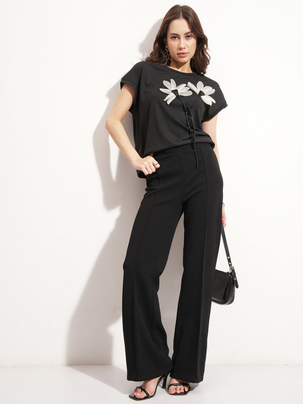 Tokyo Talkies Women Black Applique Regular Top - Black - Image 2