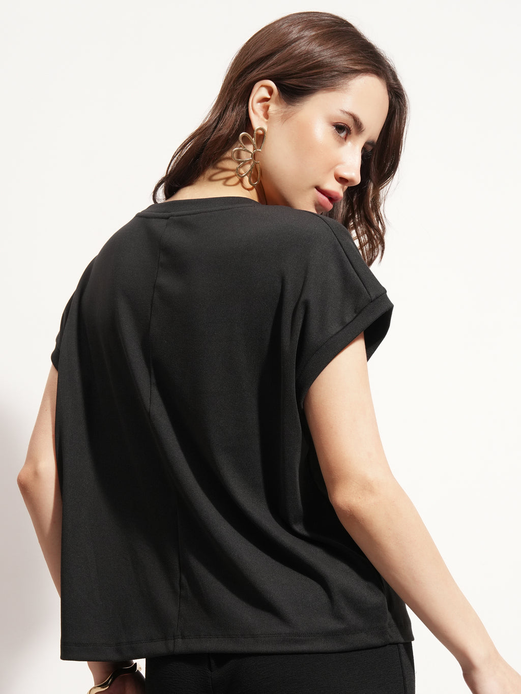 Tokyo Talkies Women Black Applique Regular Top - Black - Image 3