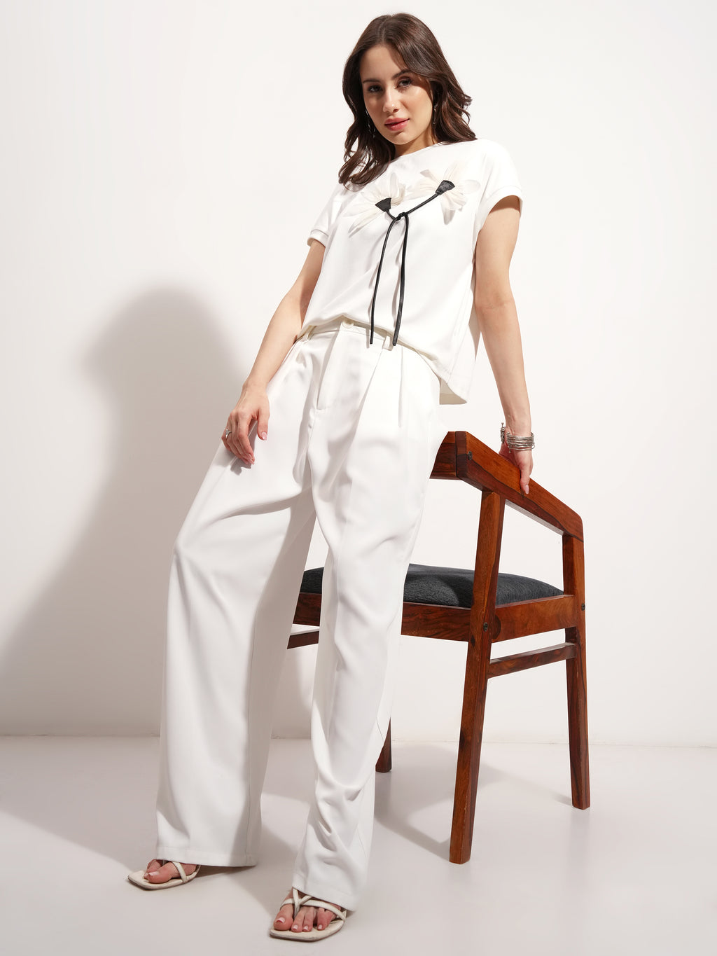 Tokyo Talkies Women White Applique Regular Top - White - Image 2
