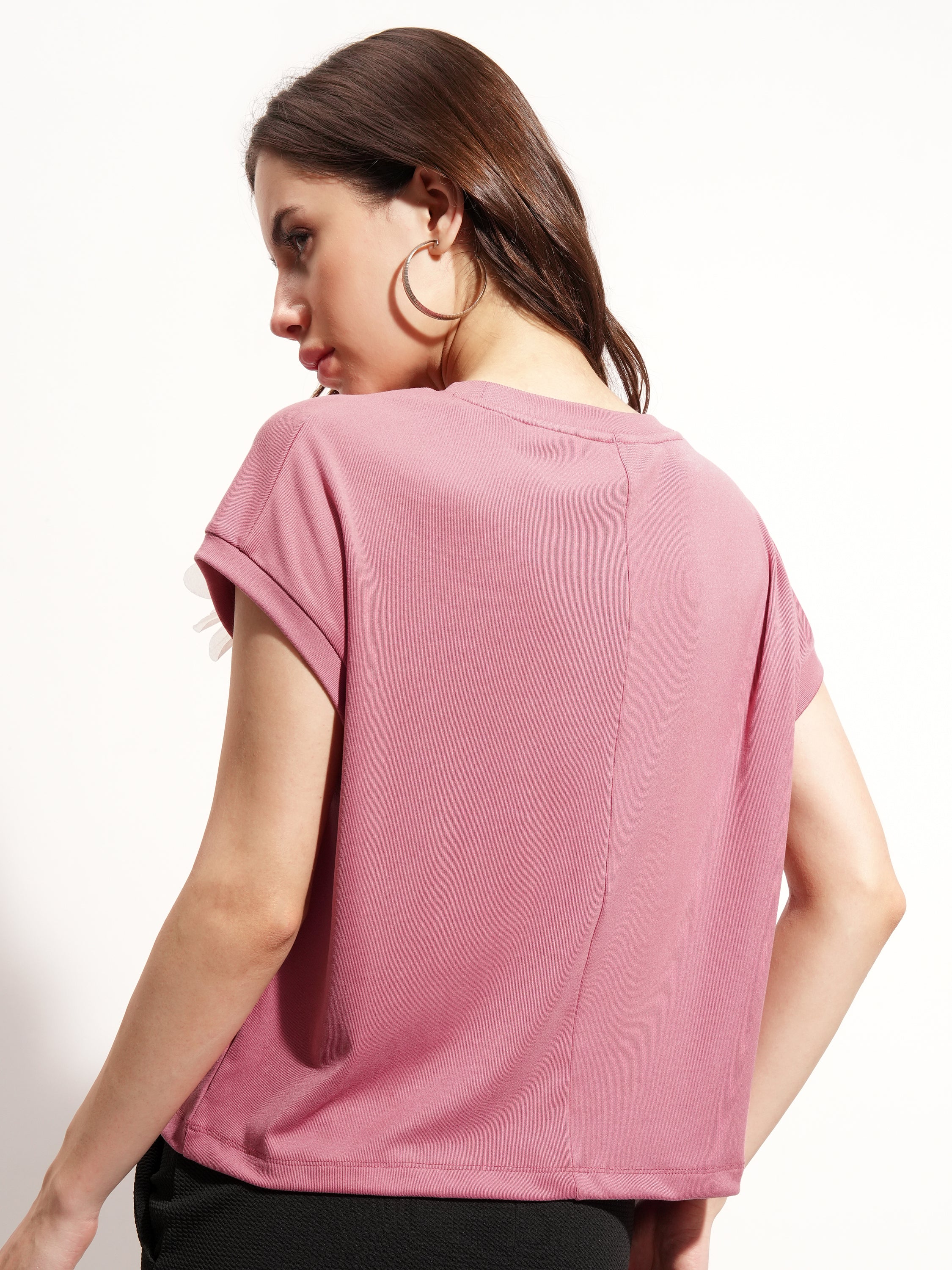 Tokyo Talkies Women Pink Applique Regular Top - Pink - Image 3