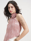 Tokyo Talkies Women Peach Solid Regular Top - Peach - Image 1