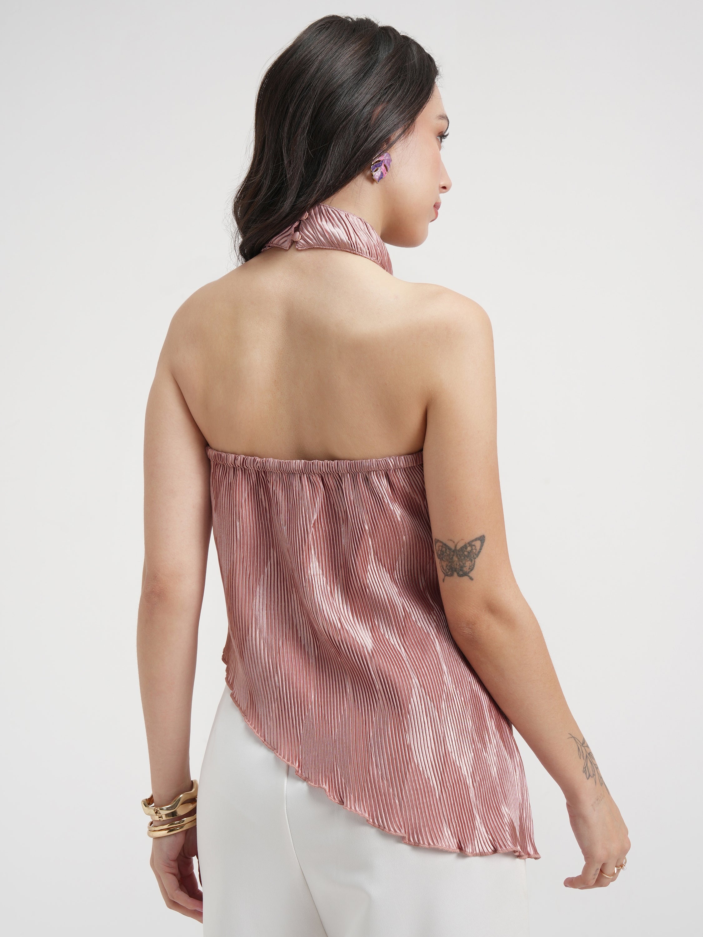 Tokyo Talkies Women Peach Solid Regular Top - Peach - Image 3