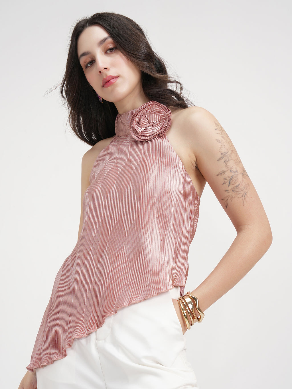 Tokyo Talkies Women Peach Solid Regular Top - Peach - Image 4