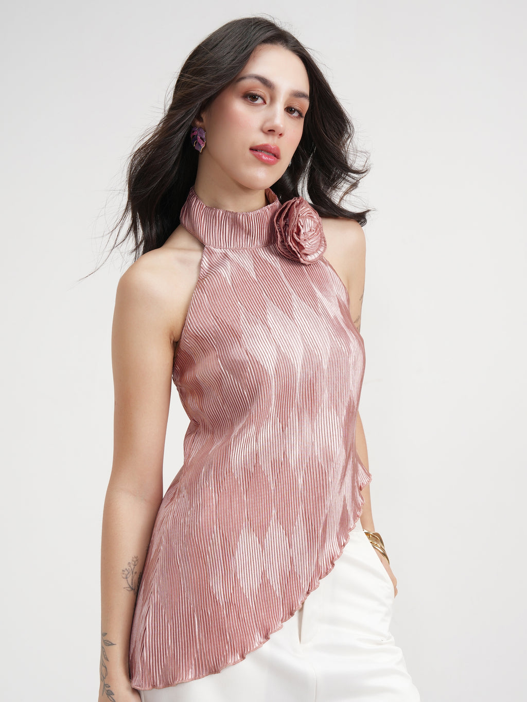Tokyo Talkies Women Peach Solid Regular Top - Peach - Image 6