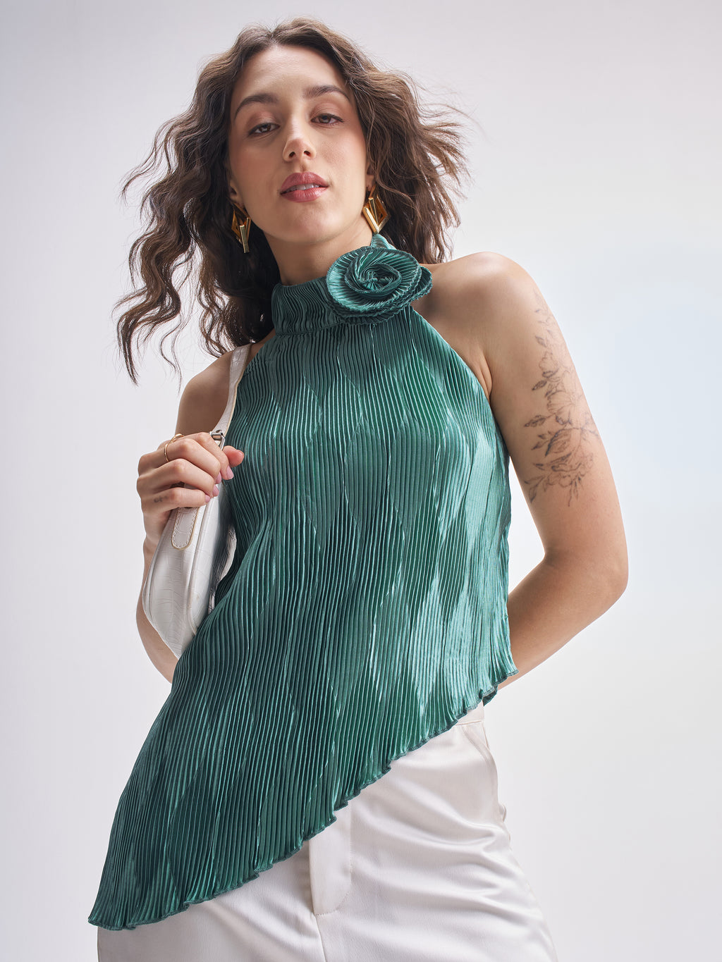 Tokyo Talkies Women Teal Self Design Regular Top - Teal - Image 1