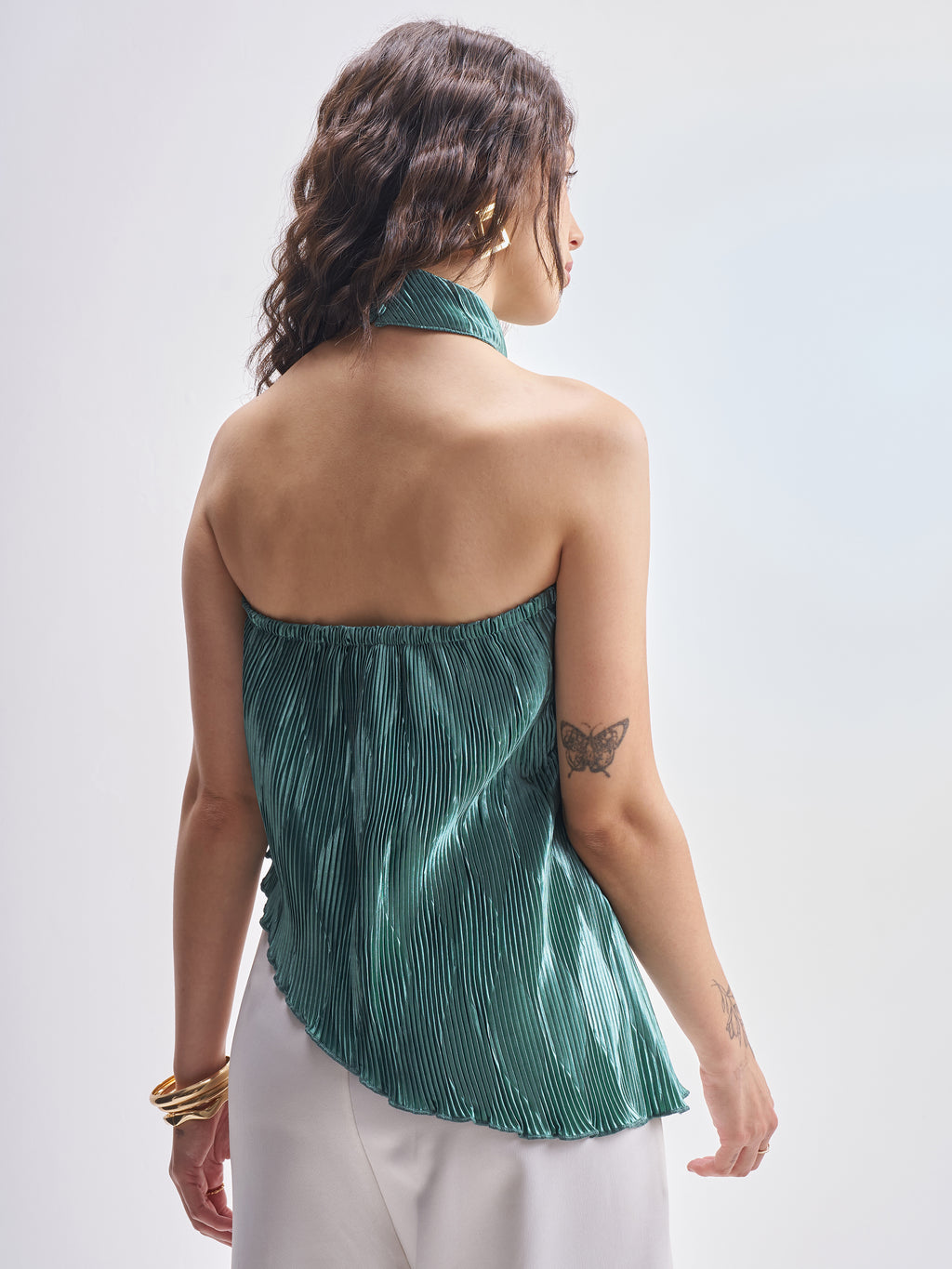 Tokyo Talkies Women Teal Self Design Regular Top - Teal - Image 3