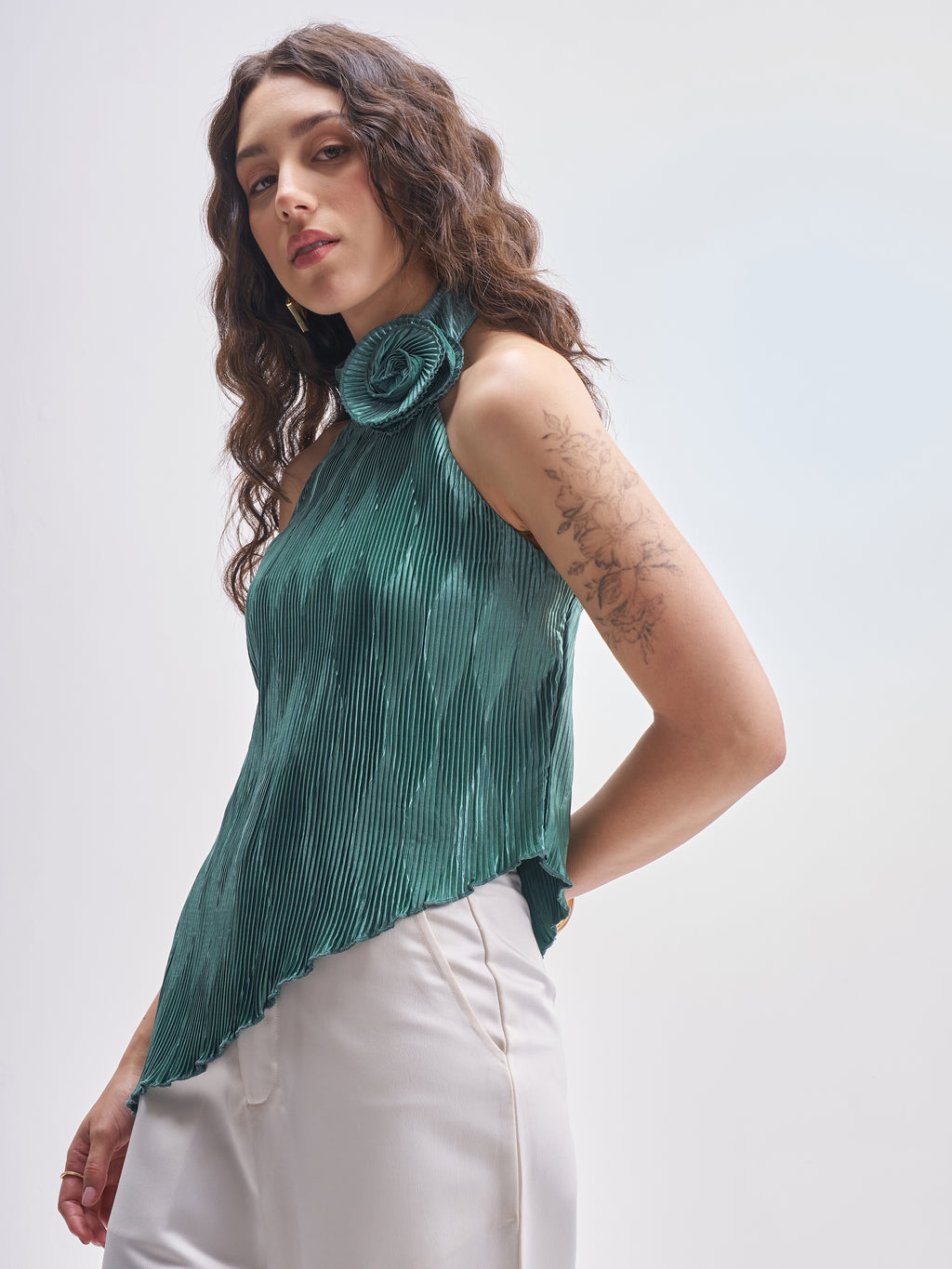 Tokyo Talkies Women Teal Self Design Regular Top - Teal - Image 4
