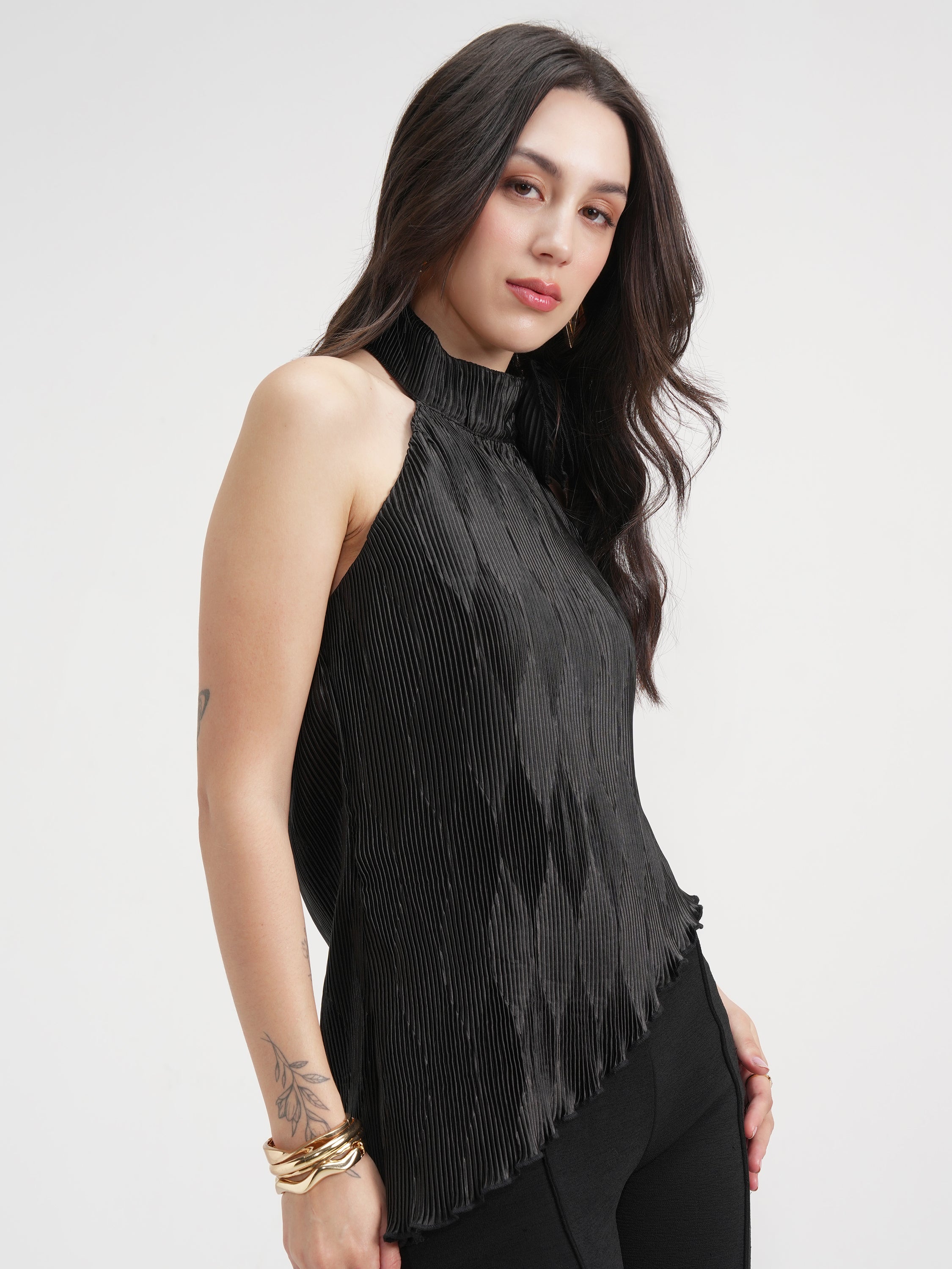 Tokyo Talkies Women Black Solid Regular Top - Black - Image 6