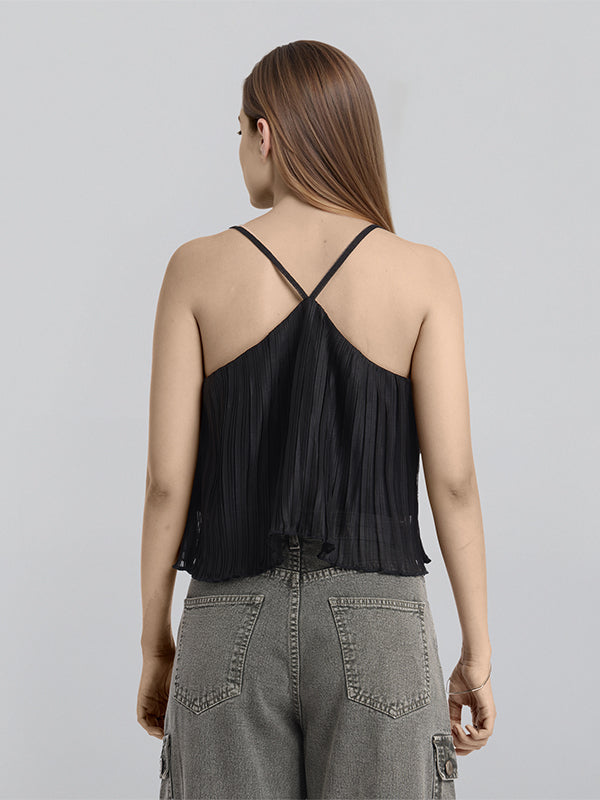 ESPYR By Tokyo Talkies Women Black Striped Regular Top - Black - Image 3