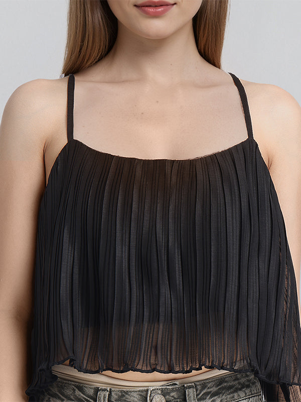 ESPYR By Tokyo Talkies Women Black Striped Regular Top - Black - Image 5
