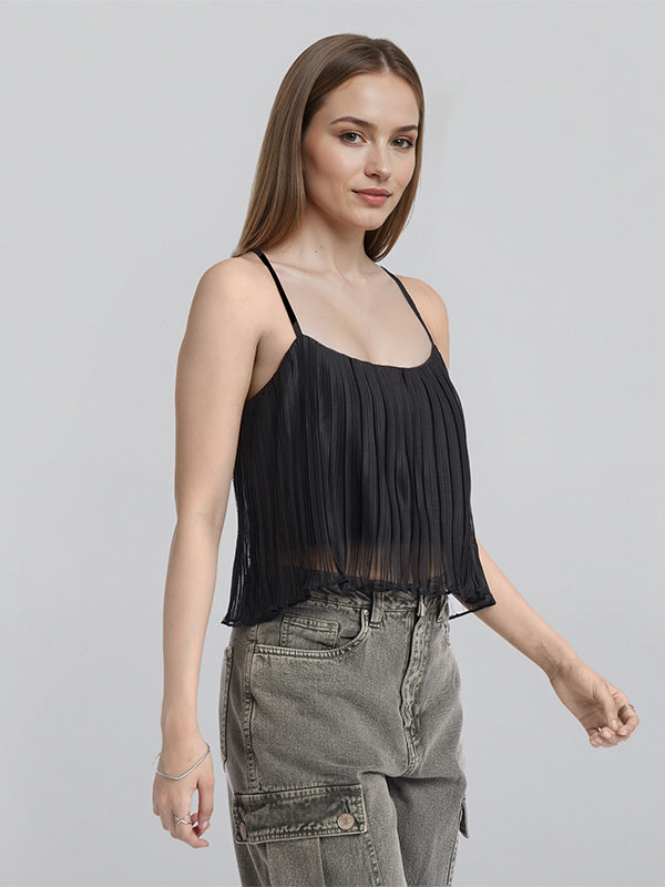 ESPYR By Tokyo Talkies Women Black Striped Regular Top - Black - Image 6