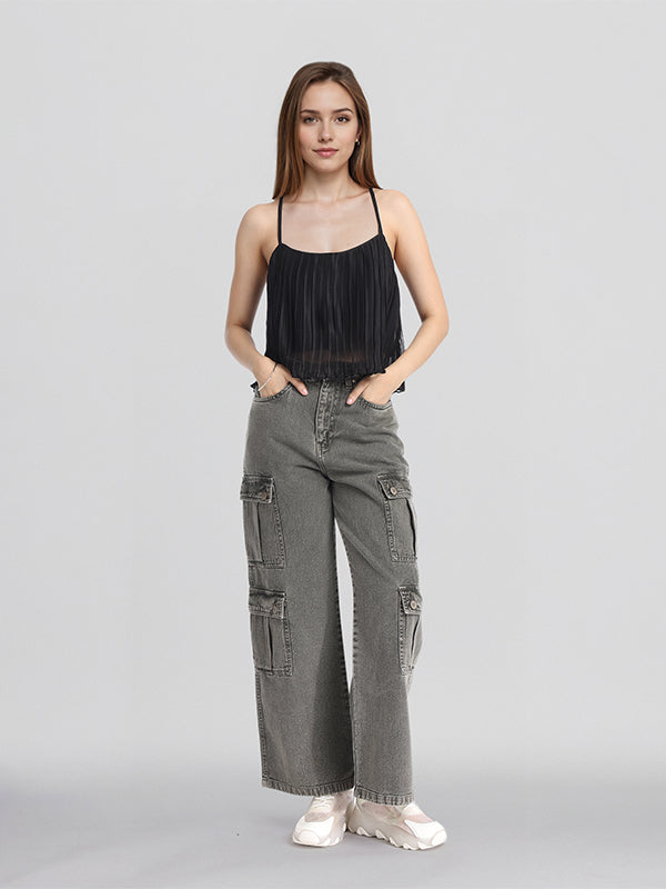 ESPYR By Tokyo Talkies Women Black Striped Regular Top - Black - Image 7