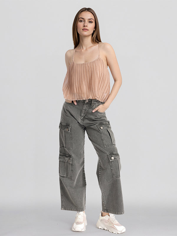 ESPYR By Tokyo Talkies Women Khaki Striped Regular Top - Khaki - Image 2