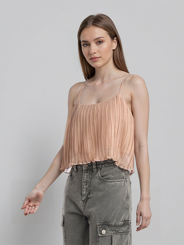 ESPYR By Tokyo Talkies Women Khaki Striped Regular Top - Khaki - Image 4