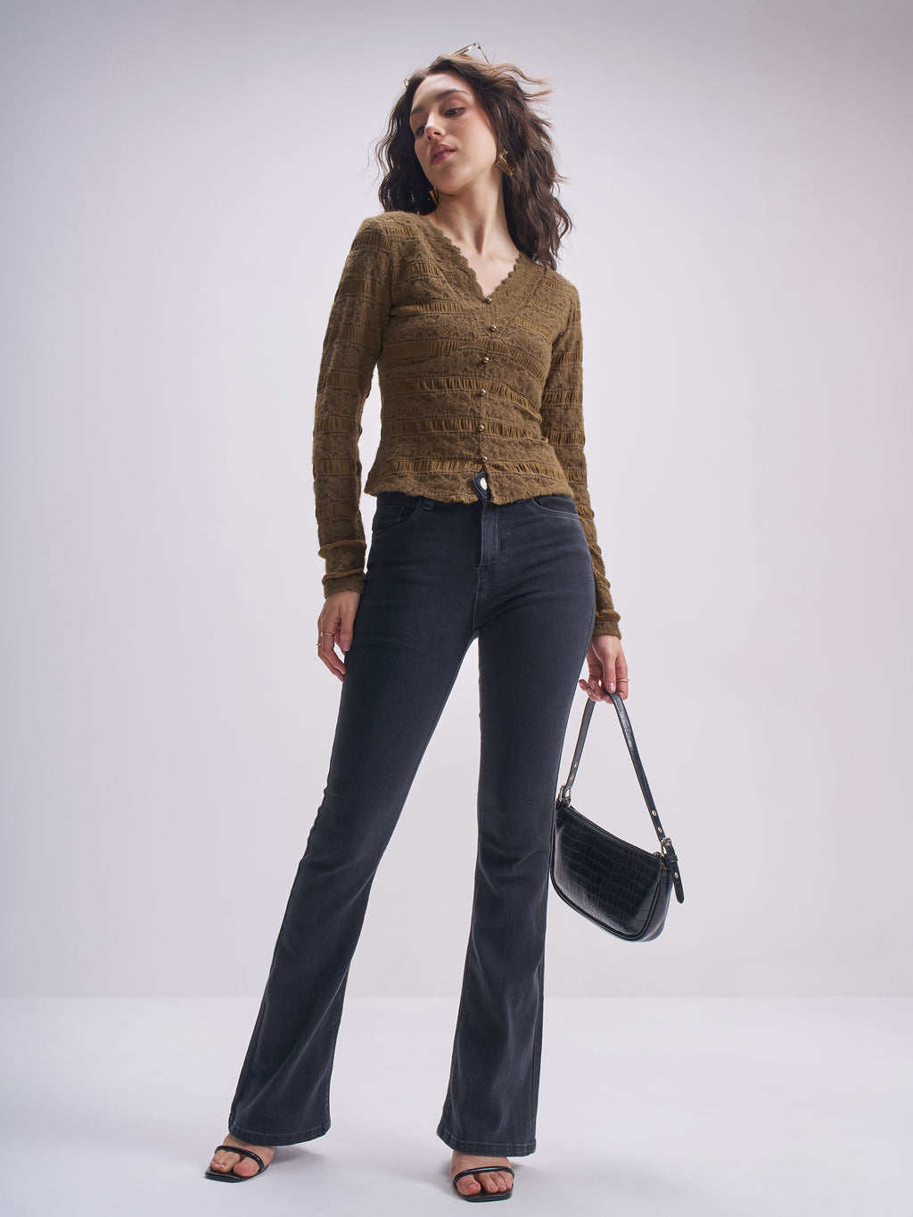 Tokyo Talkies Women Brown Self Design Regular Top - Brown - Image 2