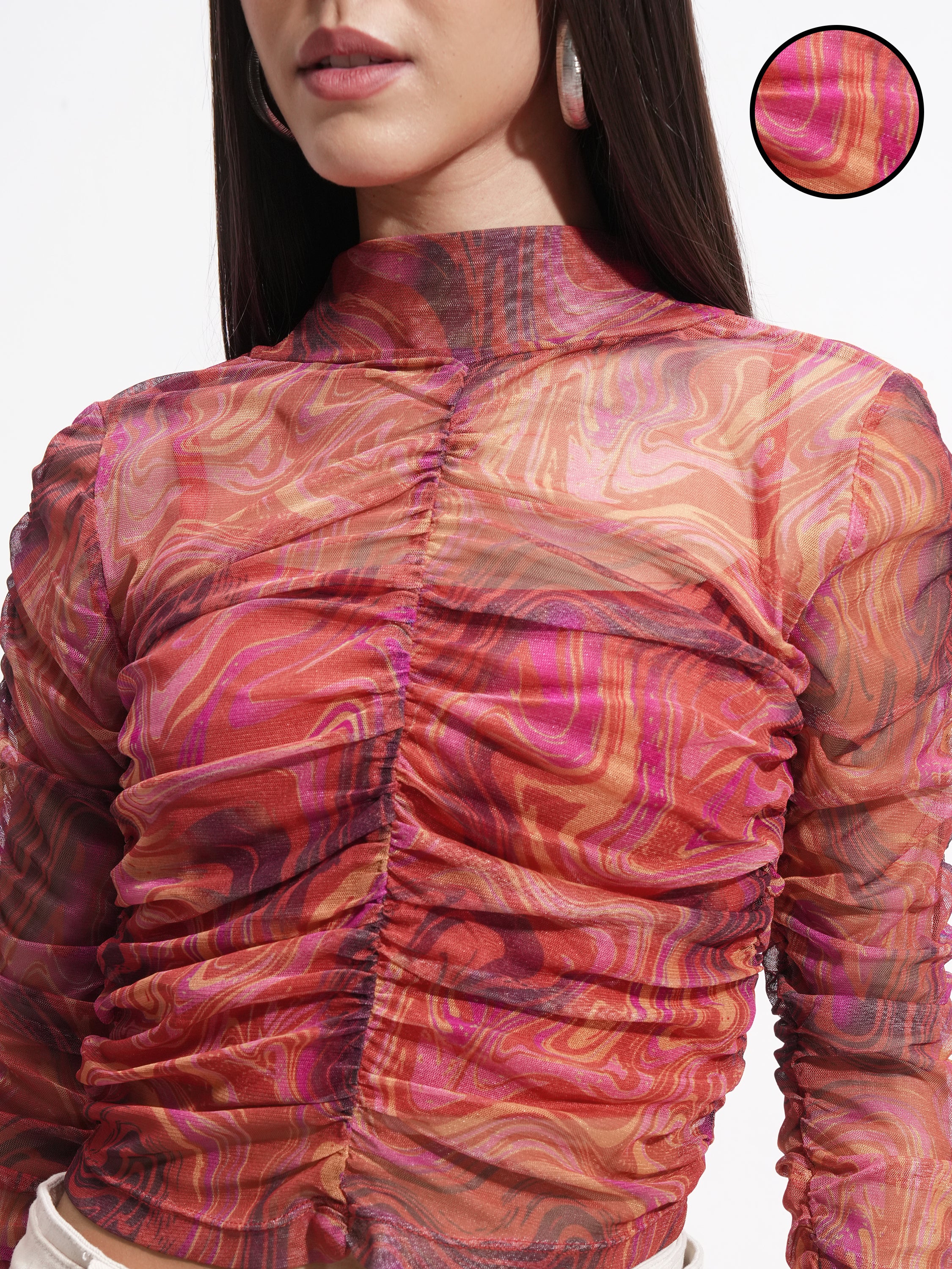 Tokyo Talkies Women Red Printed Regular Top - Red - Image 5