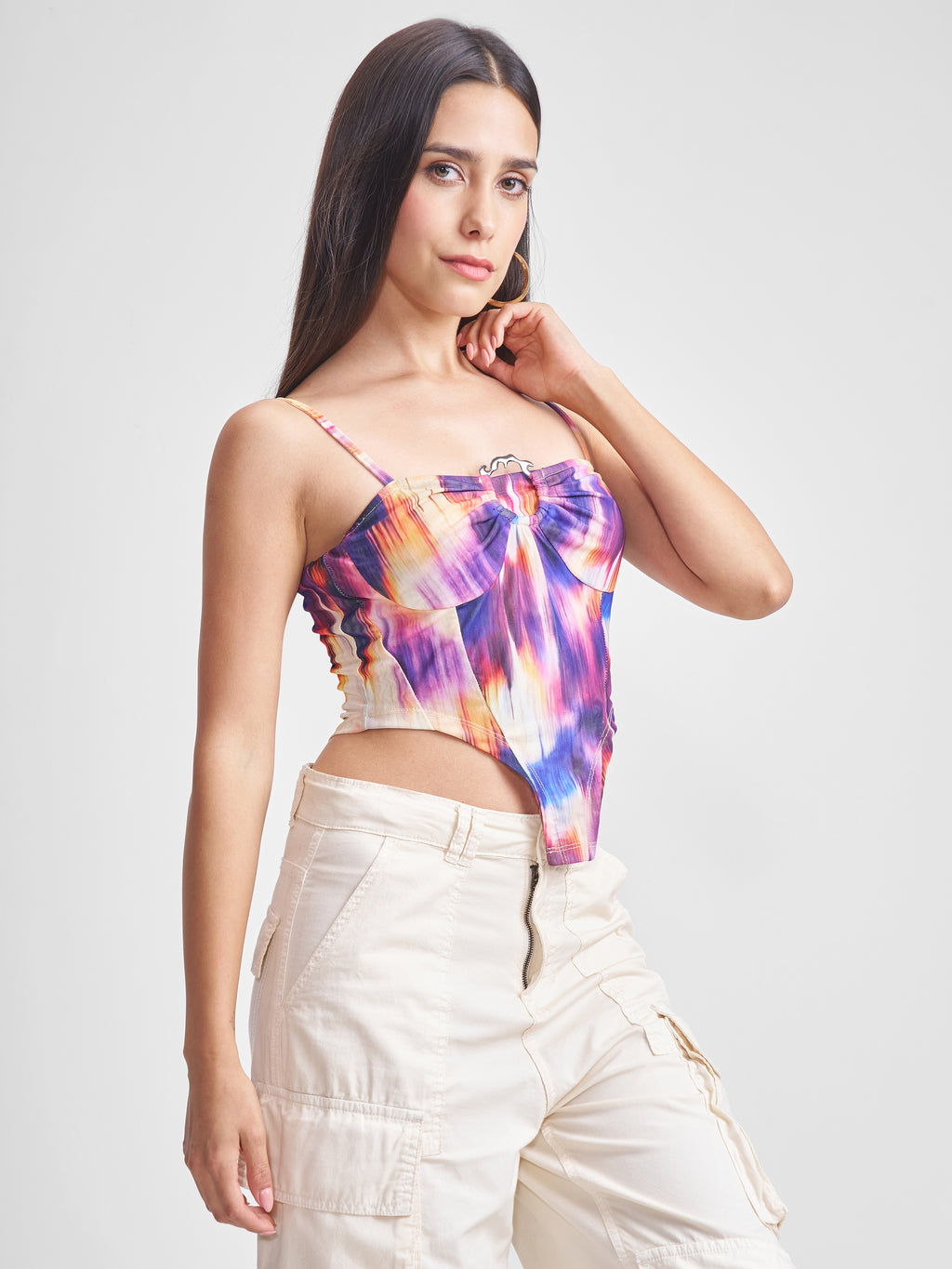 Tokyo Talkies Women Black Printed Fitted Top - Black - Image 6