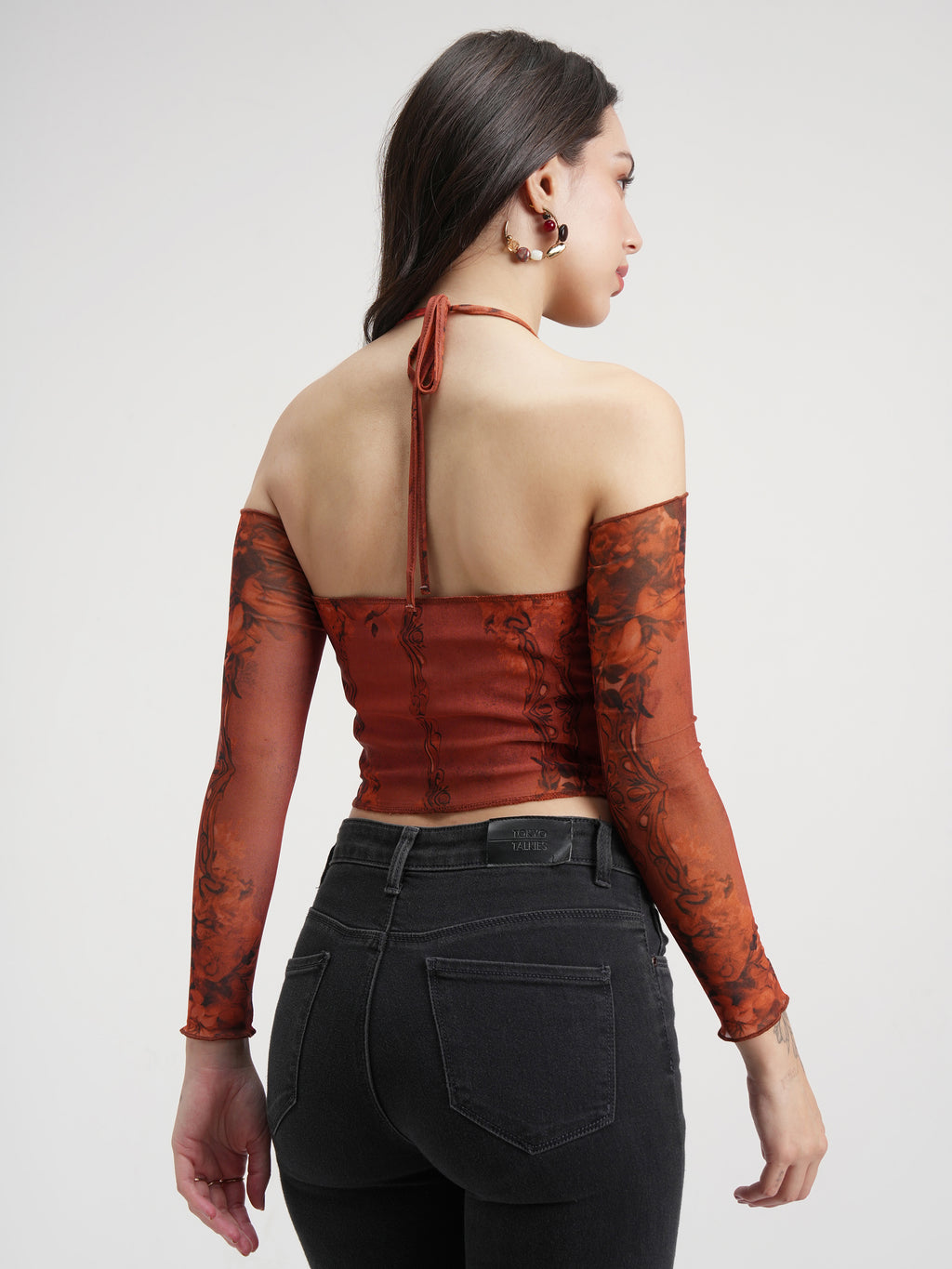 Tokyo Talkies Women Brown Printed Regular Top - Brown - Image 3