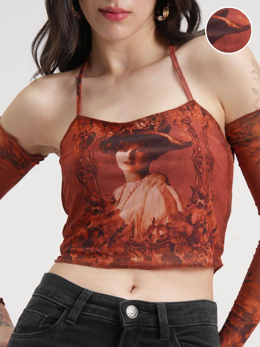 Tokyo Talkies Women Brown Printed Regular Top - Brown - Image 5