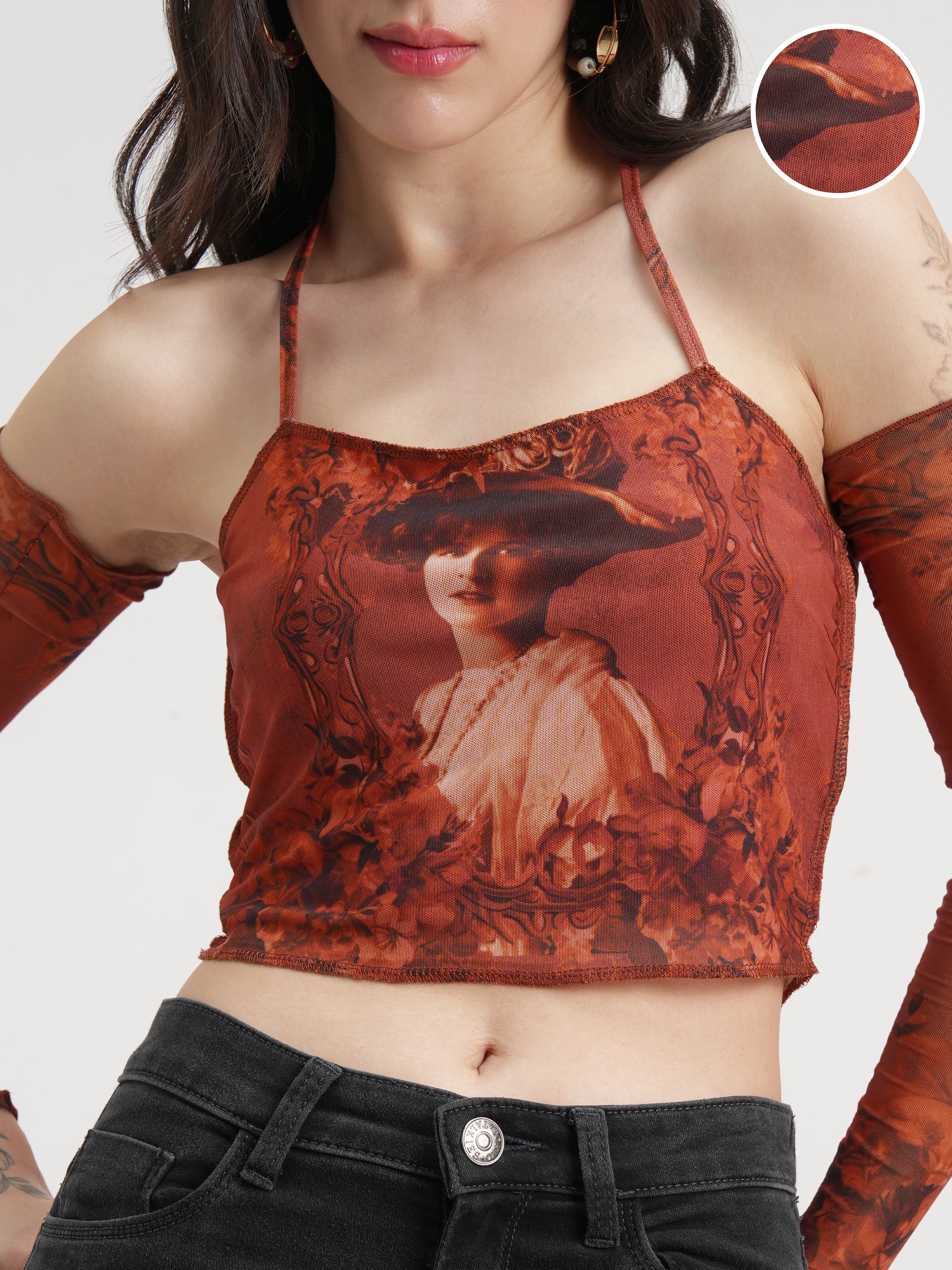 Tokyo Talkies Women Brown Printed Regular Top - Brown - Image 5