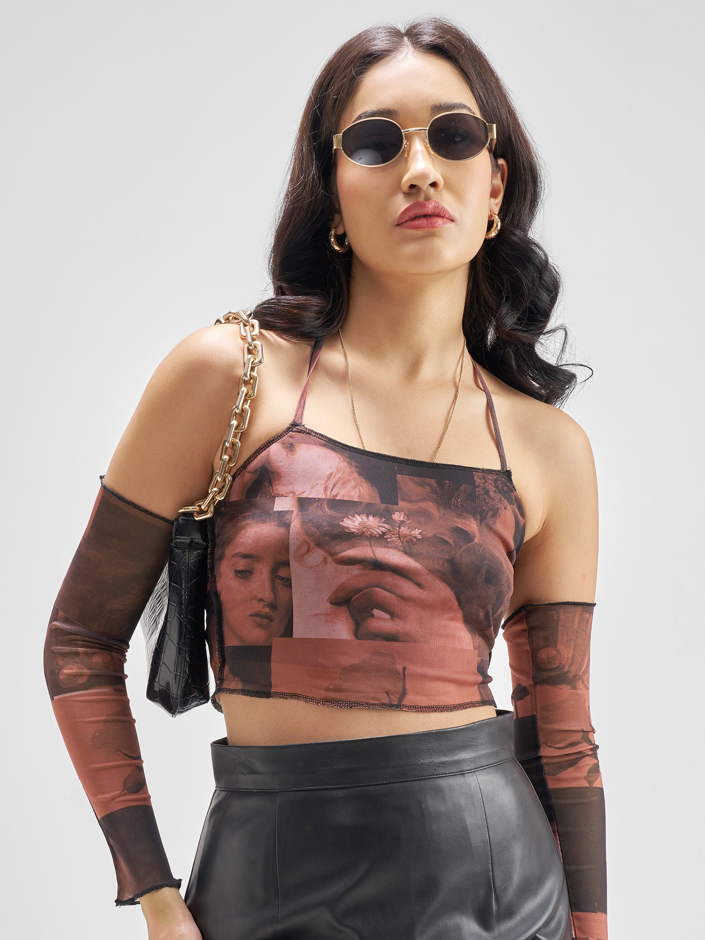 Tokyo Talkies Women Rust Printed Regular Top - Rust - Image 1