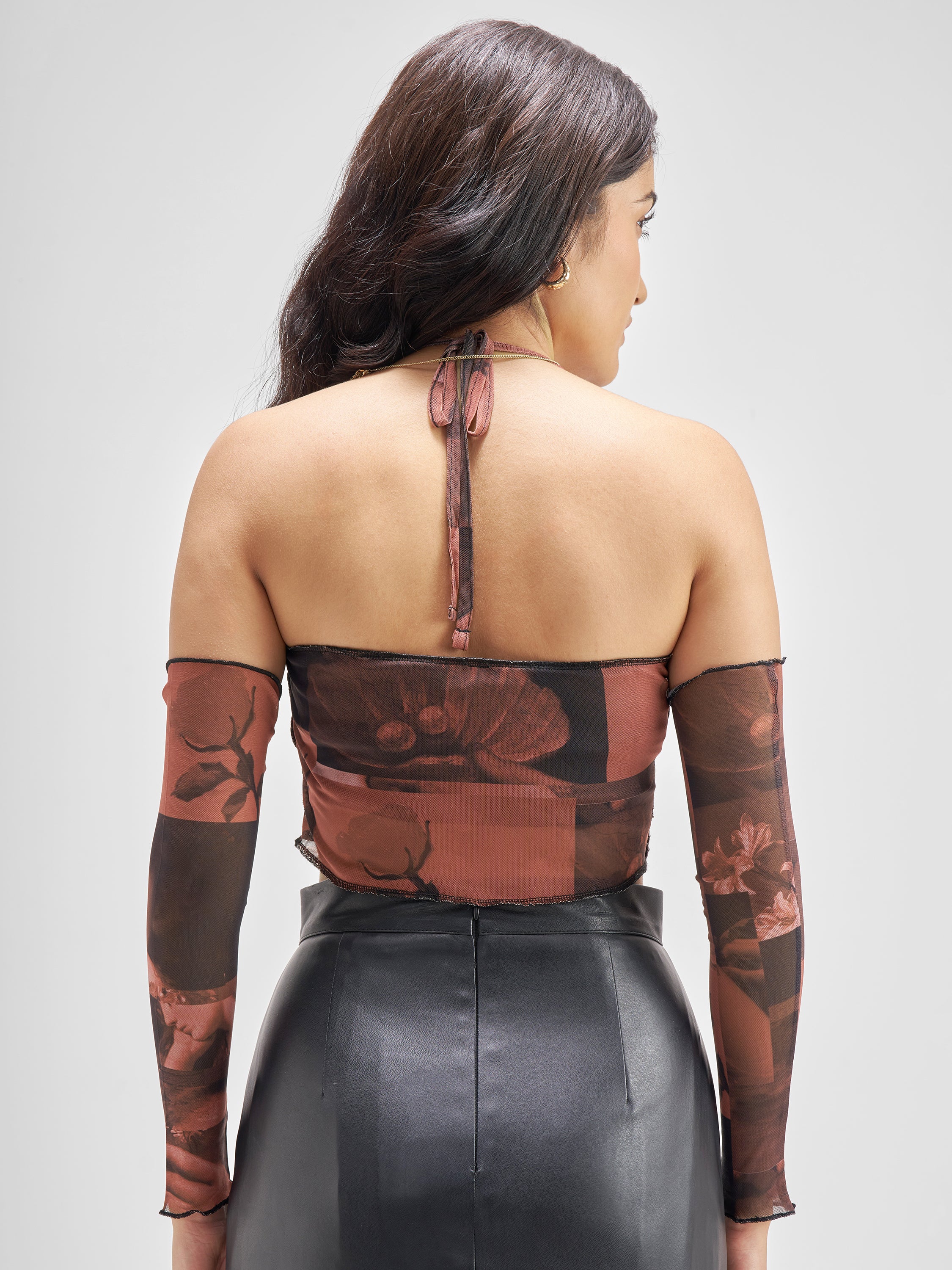 Tokyo Talkies Women Rust Printed Regular Top - Rust - Image 3