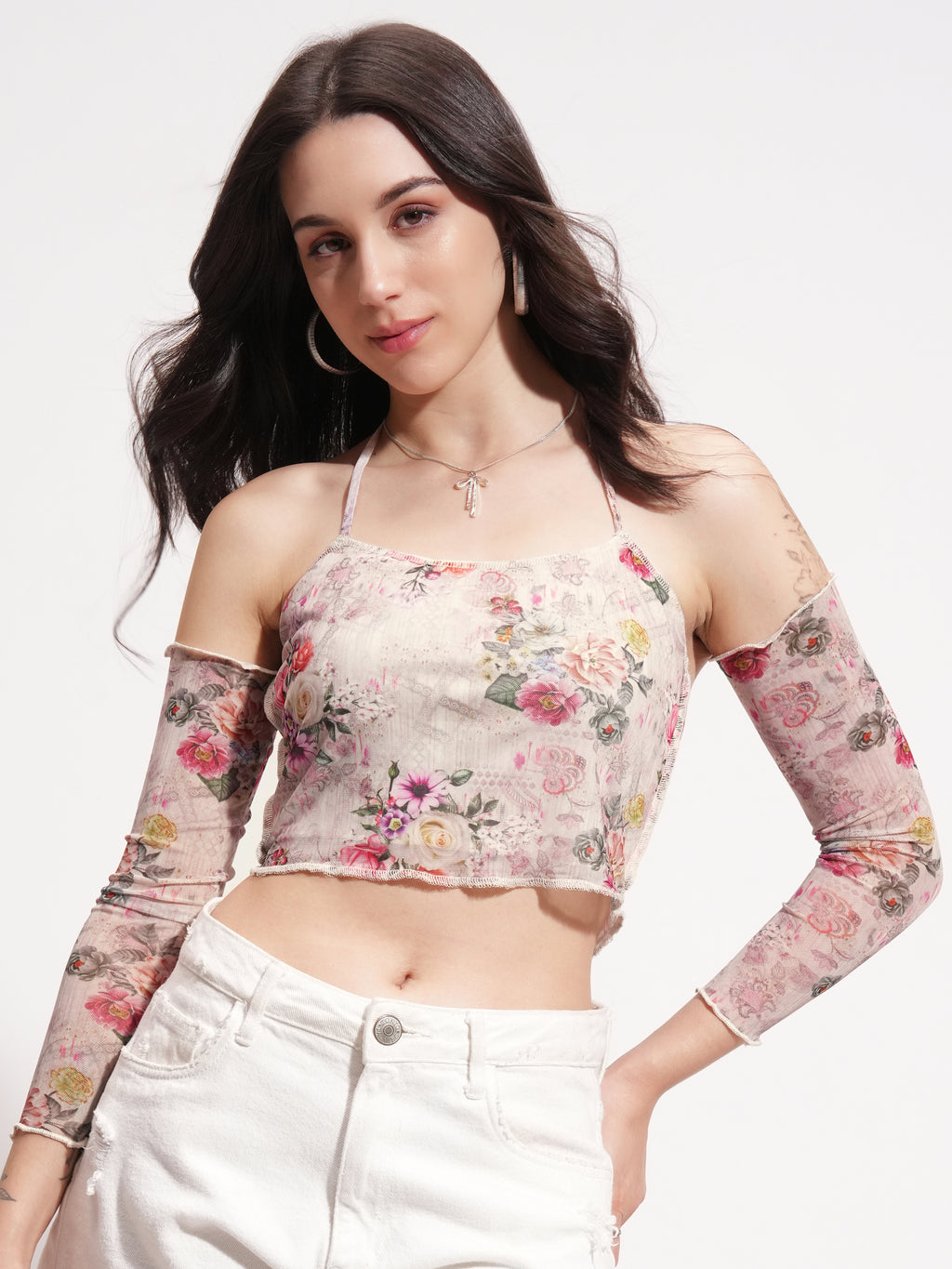Tokyo Talkies Women Beige Printed Regular Top - Beige - Image 1