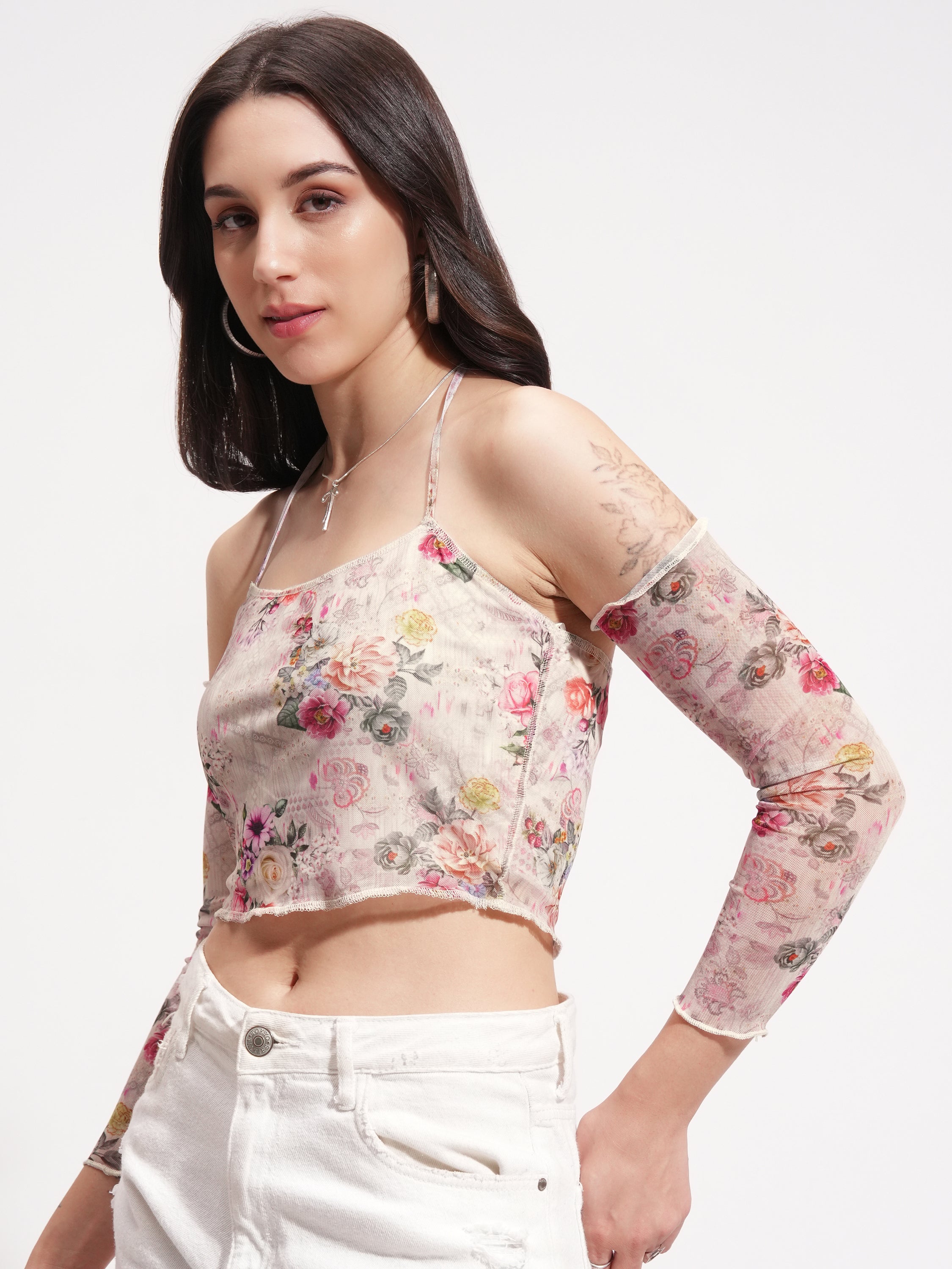 Tokyo Talkies Women Beige Printed Regular Top - Beige - Image 4
