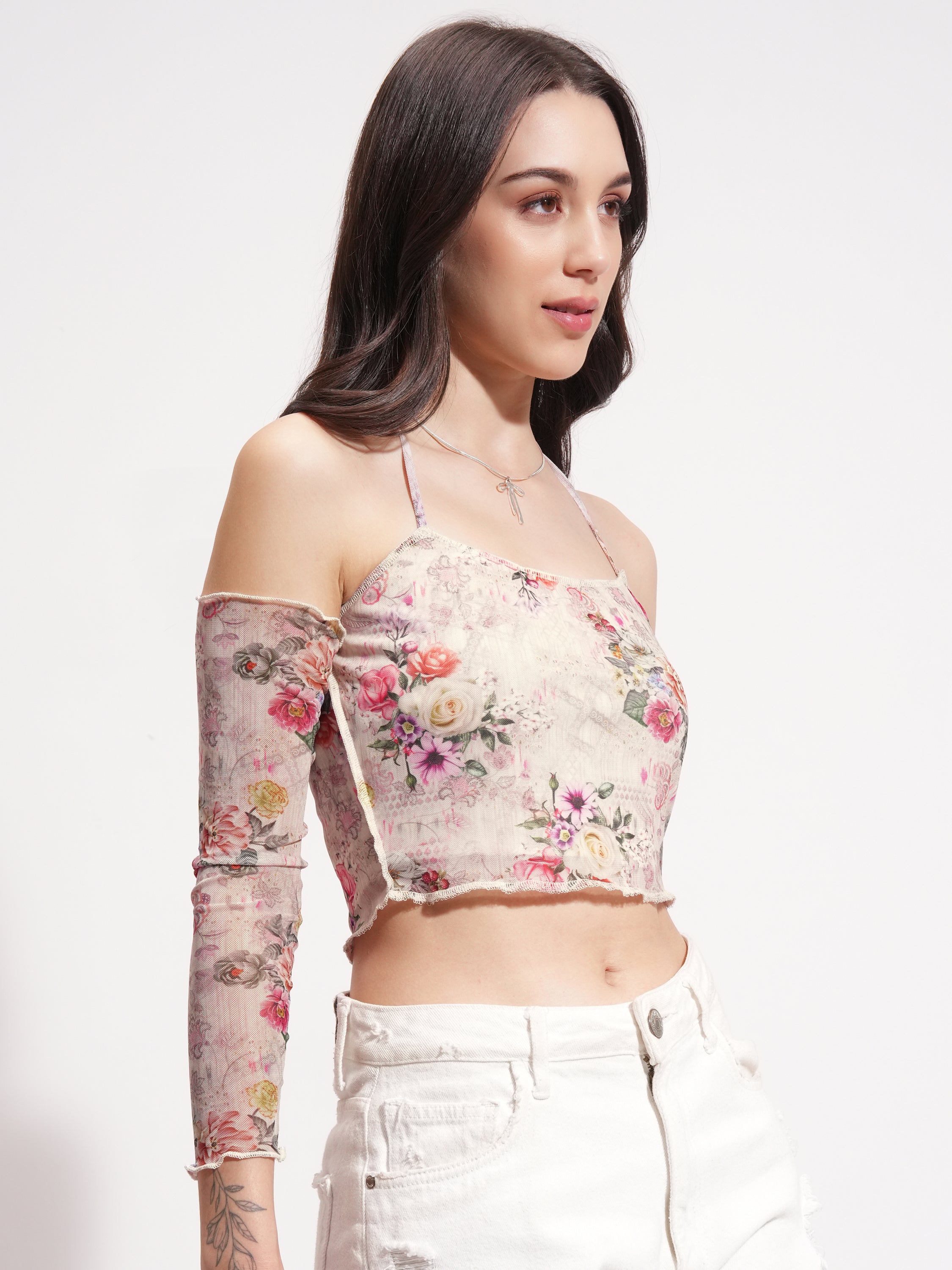 Tokyo Talkies Women Beige Printed Regular Top - Beige - Image 6