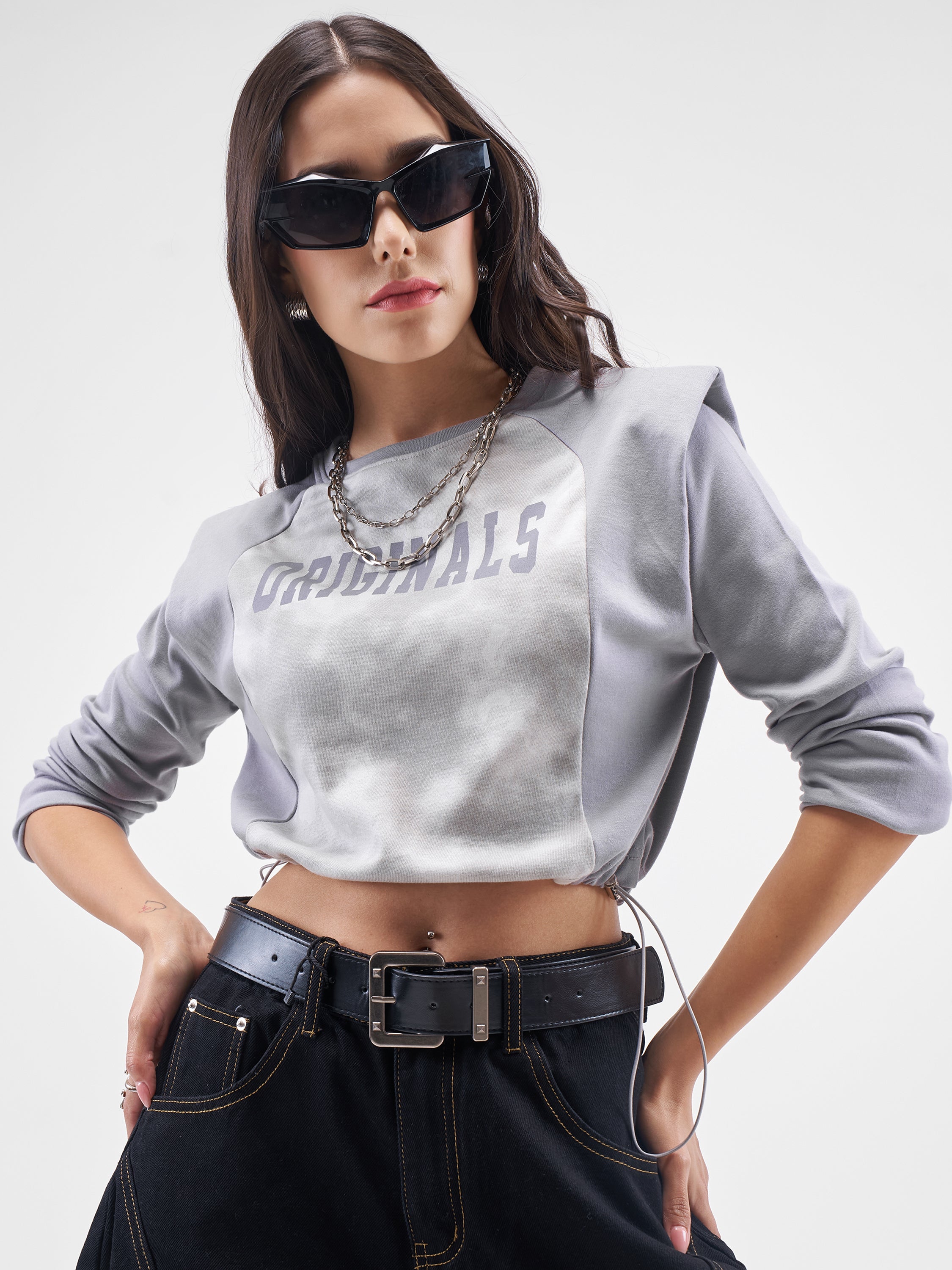 Street By Tokyo Talkies Women Grey Printed Regular Top - Grey - Image 1