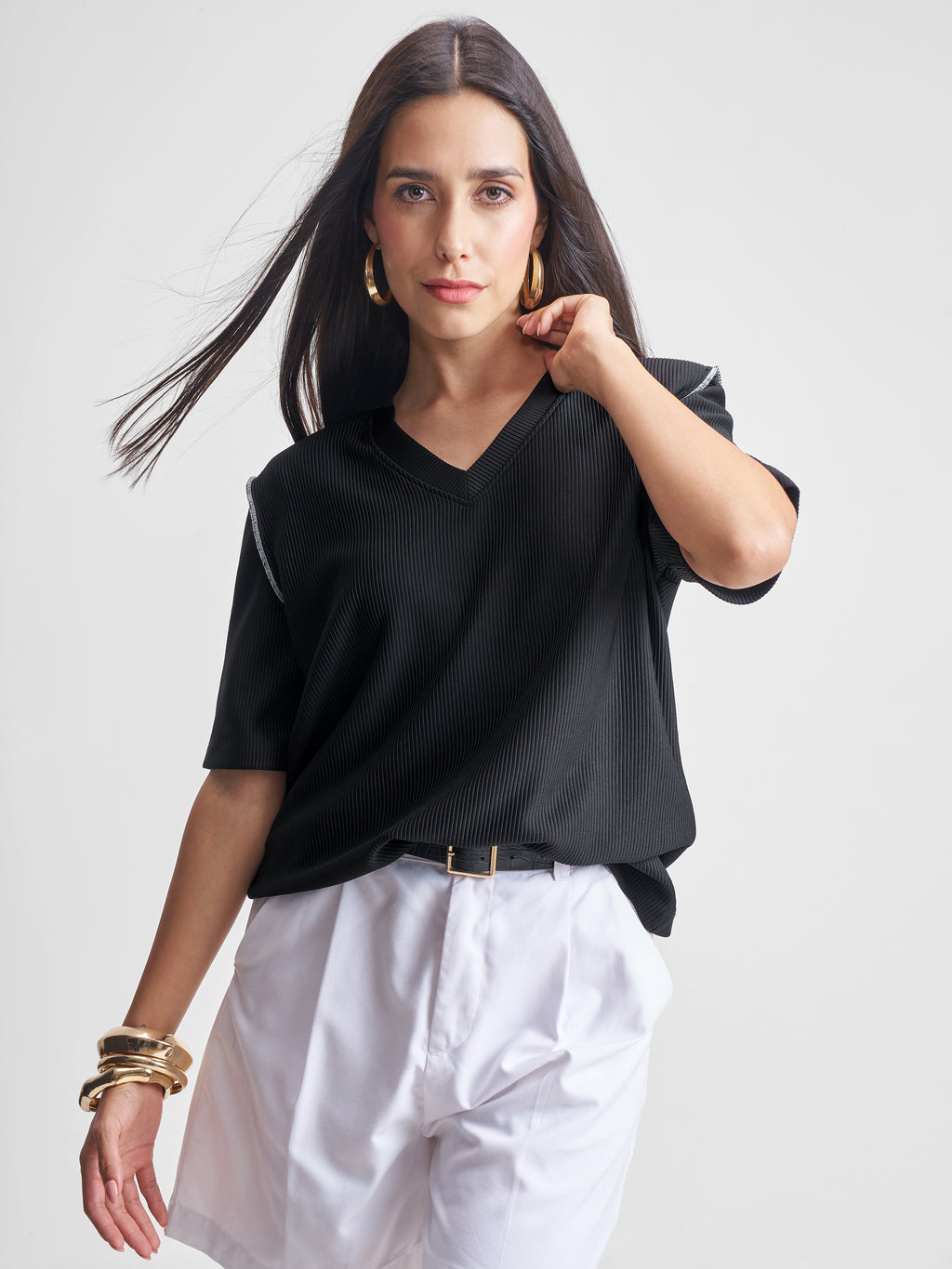 Tokyo Talkies Women Black Solid Regular Top - Black - Image 1