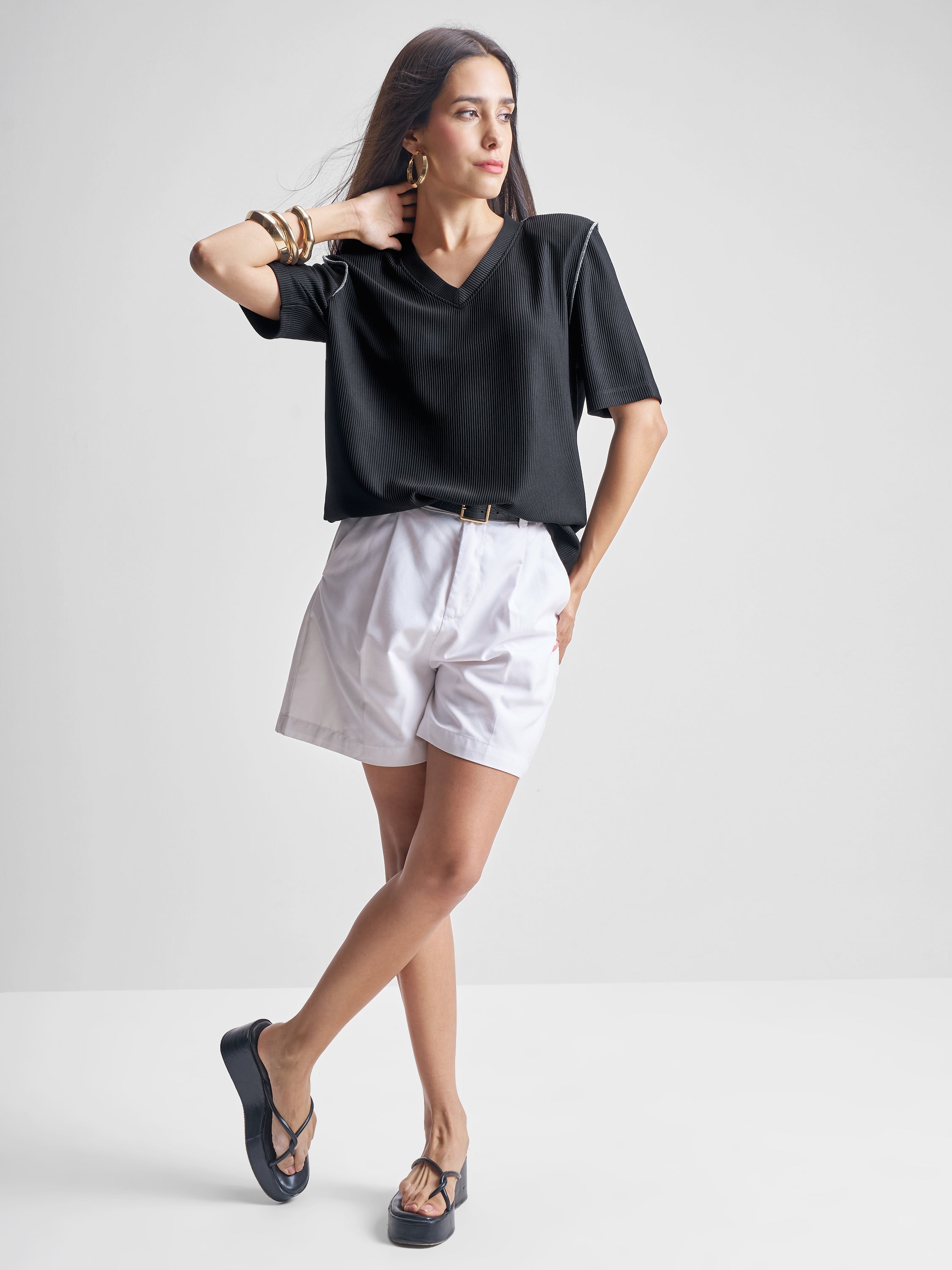 Tokyo Talkies Women Black Solid Regular Top - Black - Image 2