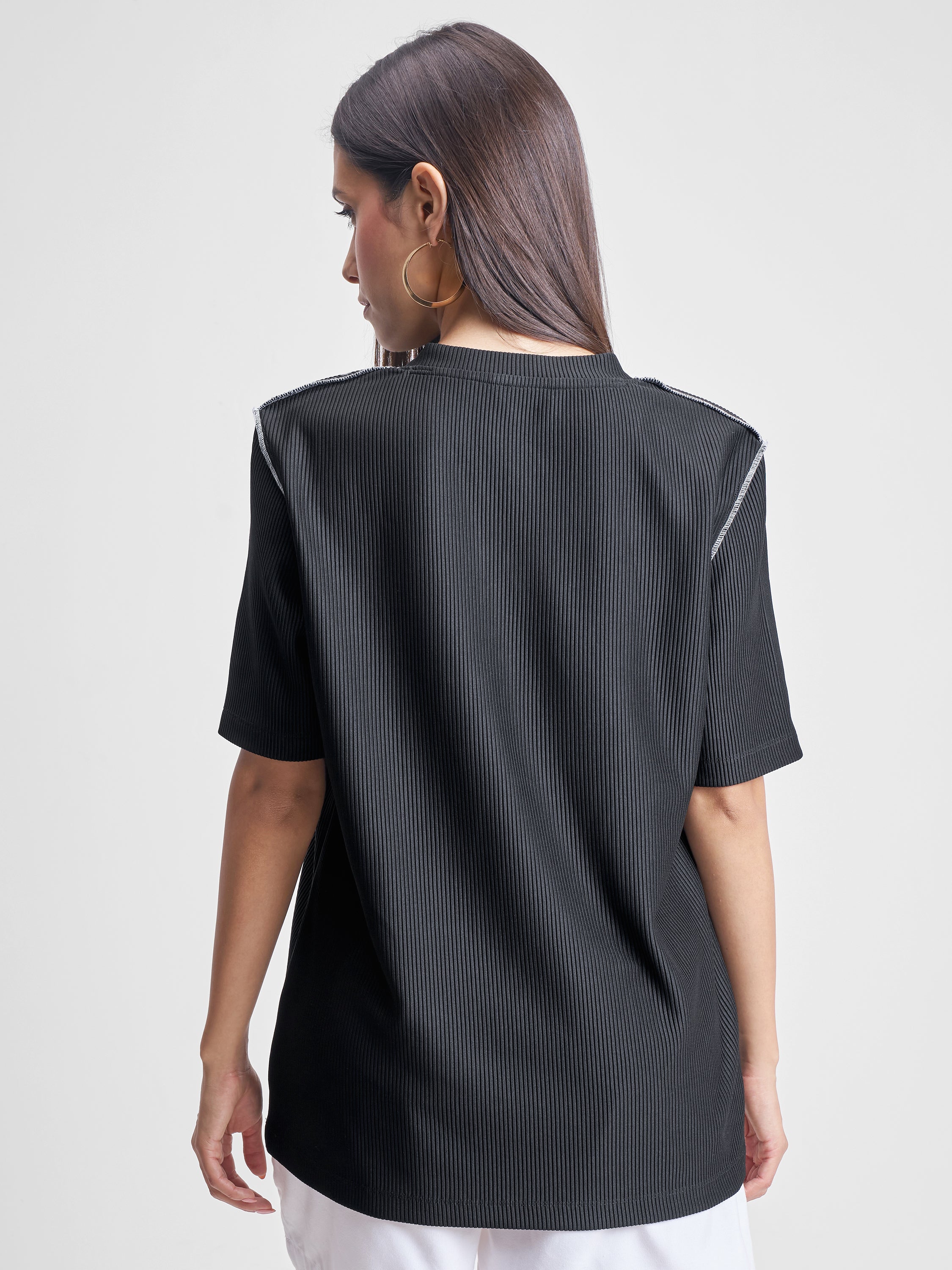 Tokyo Talkies Women Black Solid Regular Top - Black - Image 3