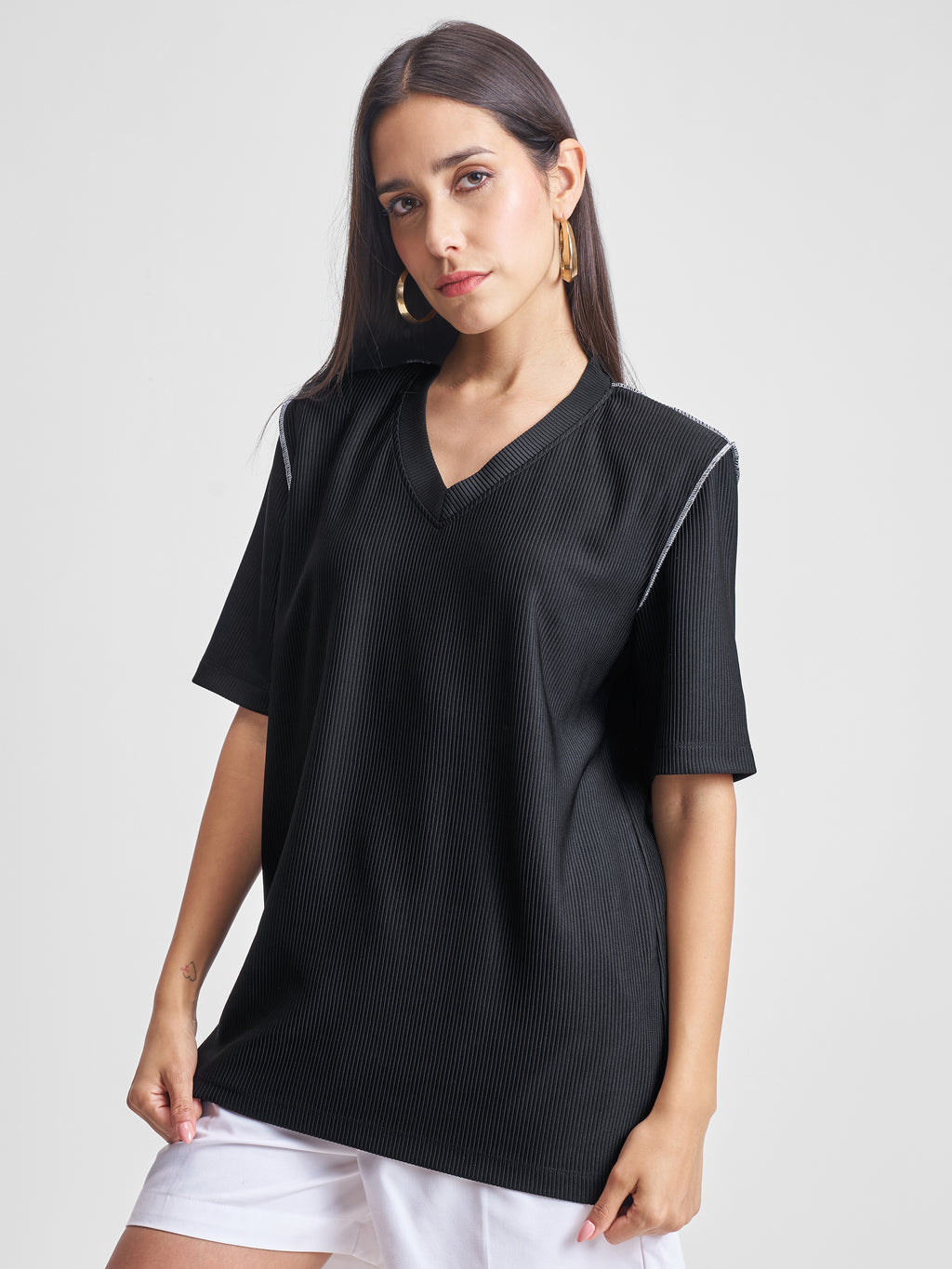 Tokyo Talkies Women Black Solid Regular Top - Black - Image 4