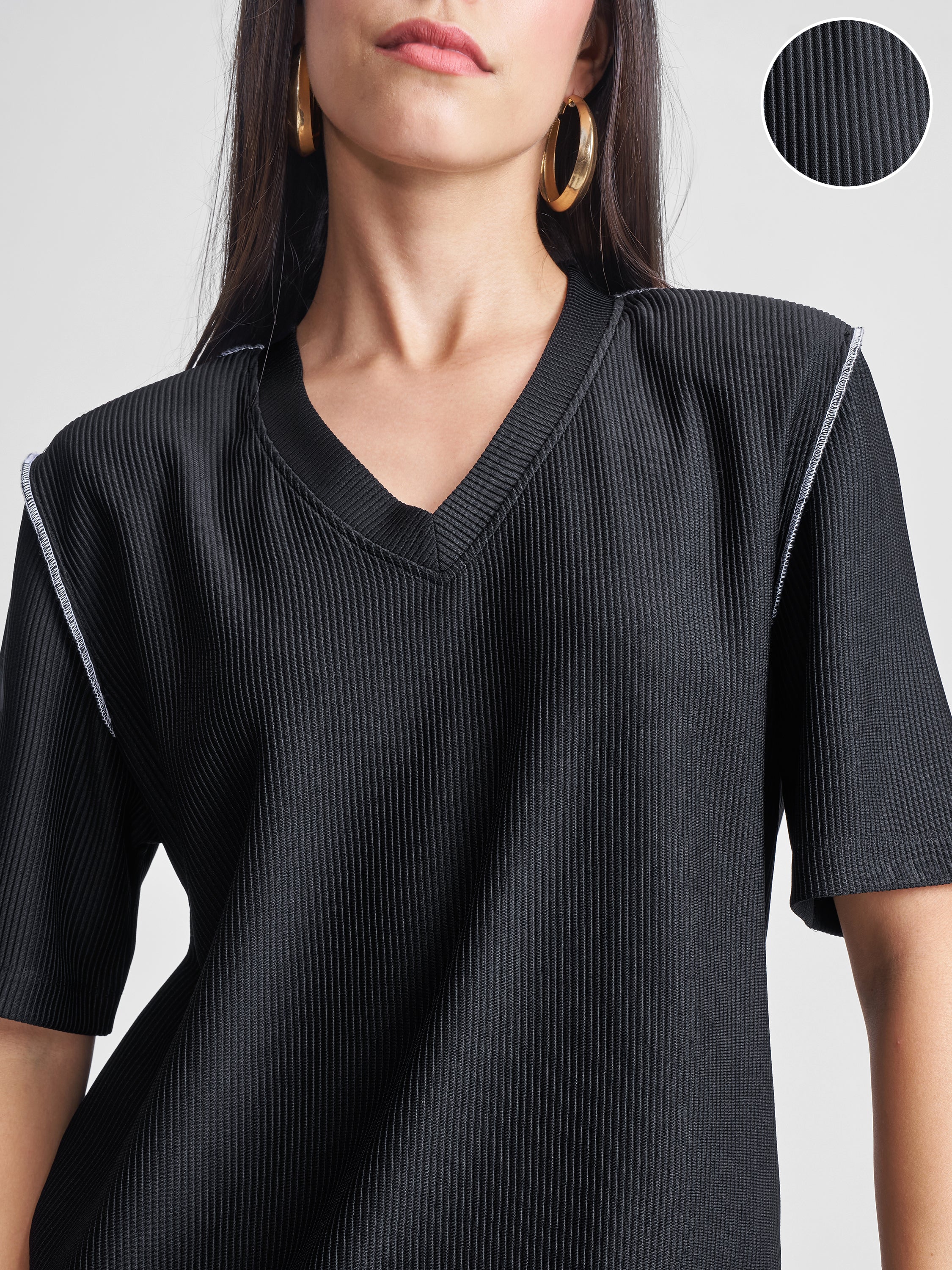 Tokyo Talkies Women Black Solid Regular Top - Black - Image 5