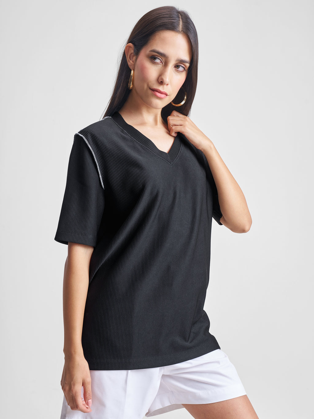Tokyo Talkies Women Black Solid Regular Top - Black - Image 6