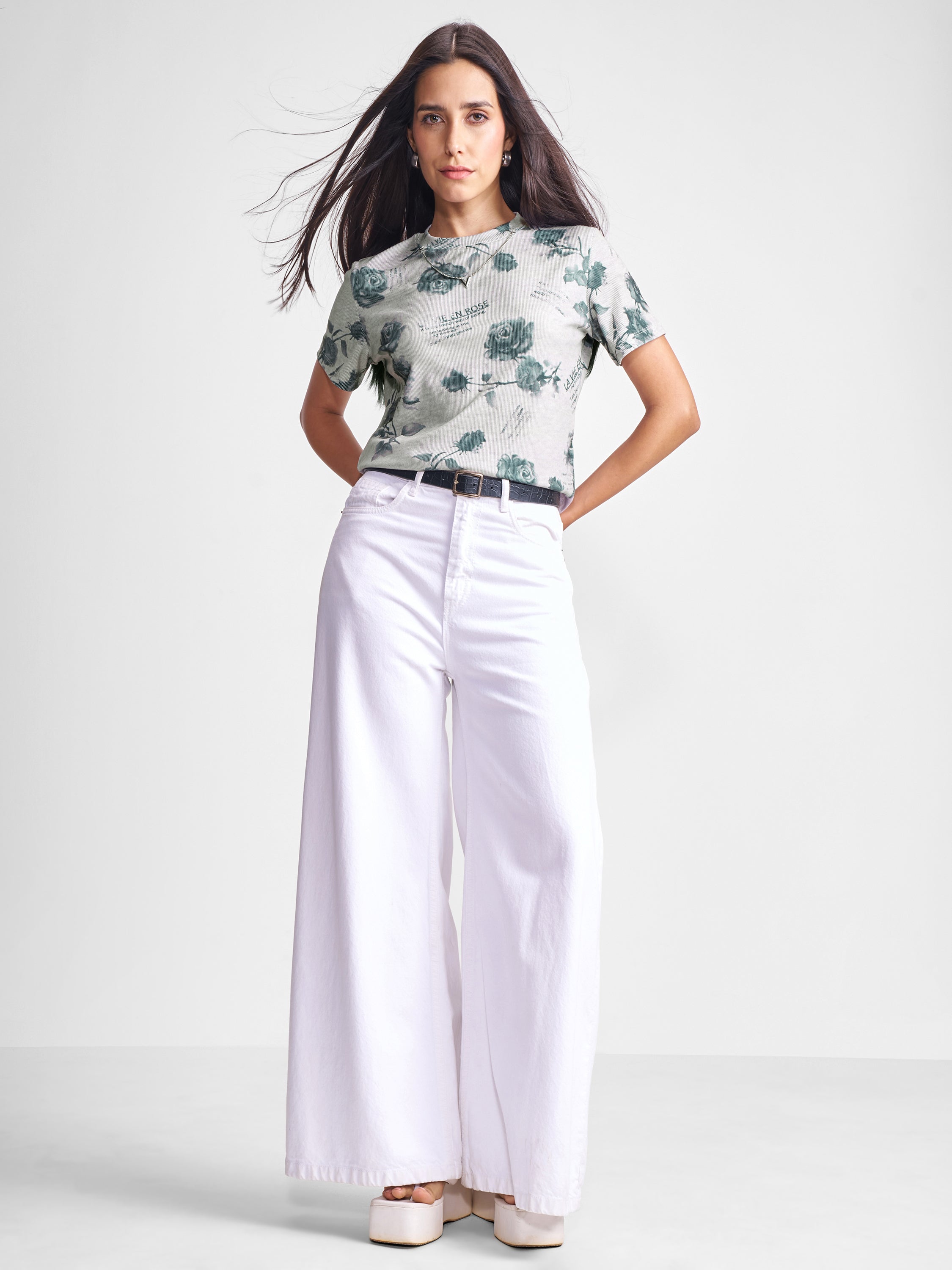 Tokyo Talkies Women Grey Printed Regular Top - Grey - Image 2