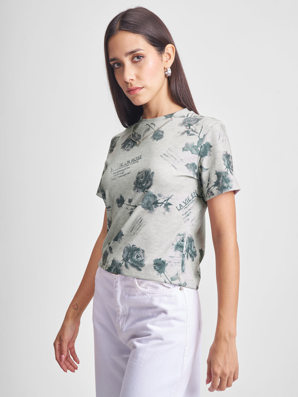 Tokyo Talkies Women Grey Printed Regular Top - Grey - Image 4