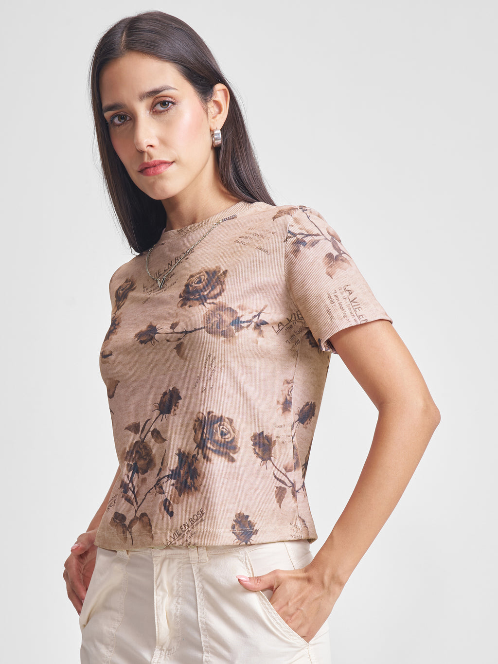 Tokyo Talkies Women Pink Printed Regular Top - Pink - Image 4