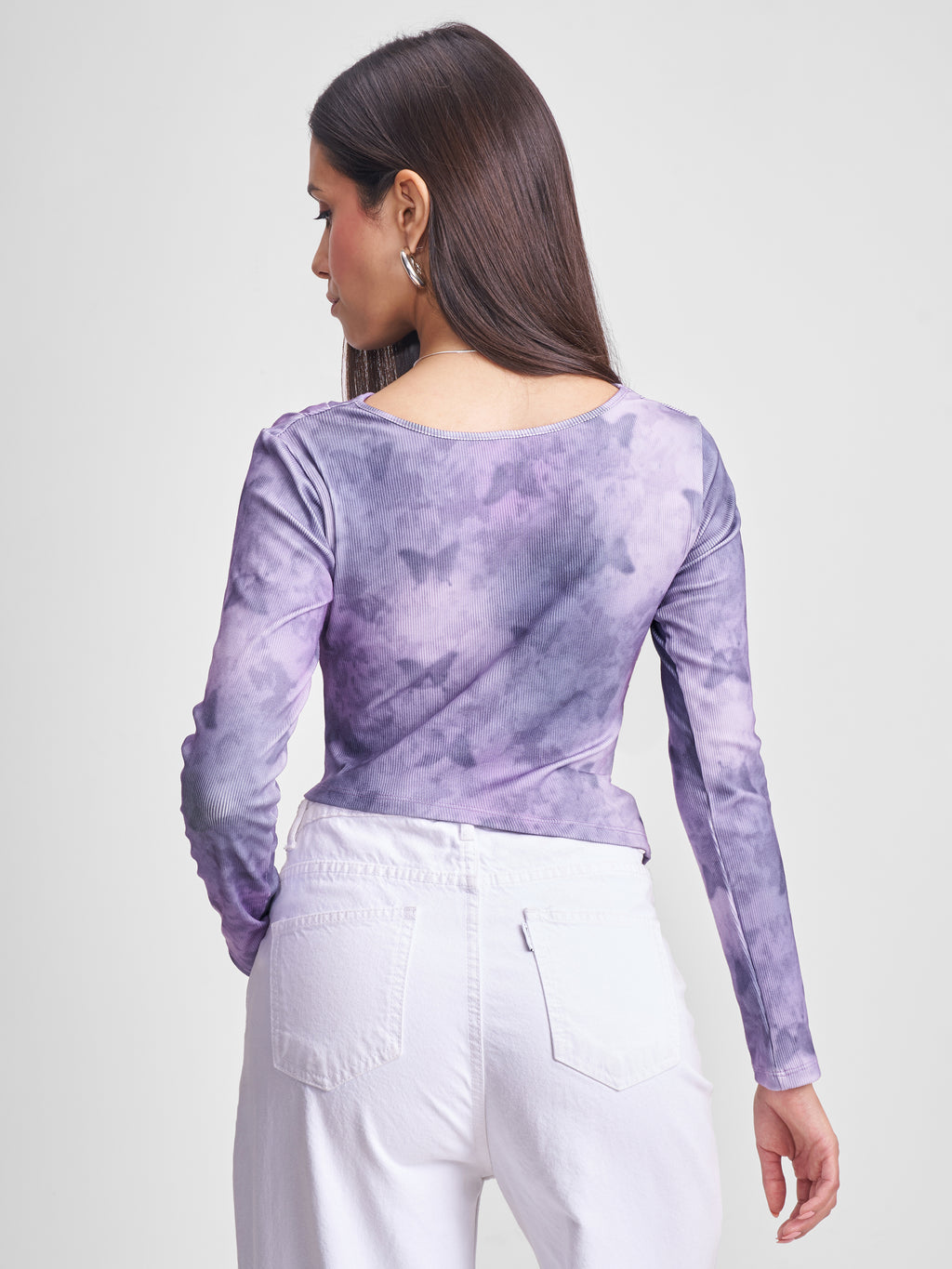 Tokyo Talkies Women Purple Printed Fitted Top - Purple - Image 3