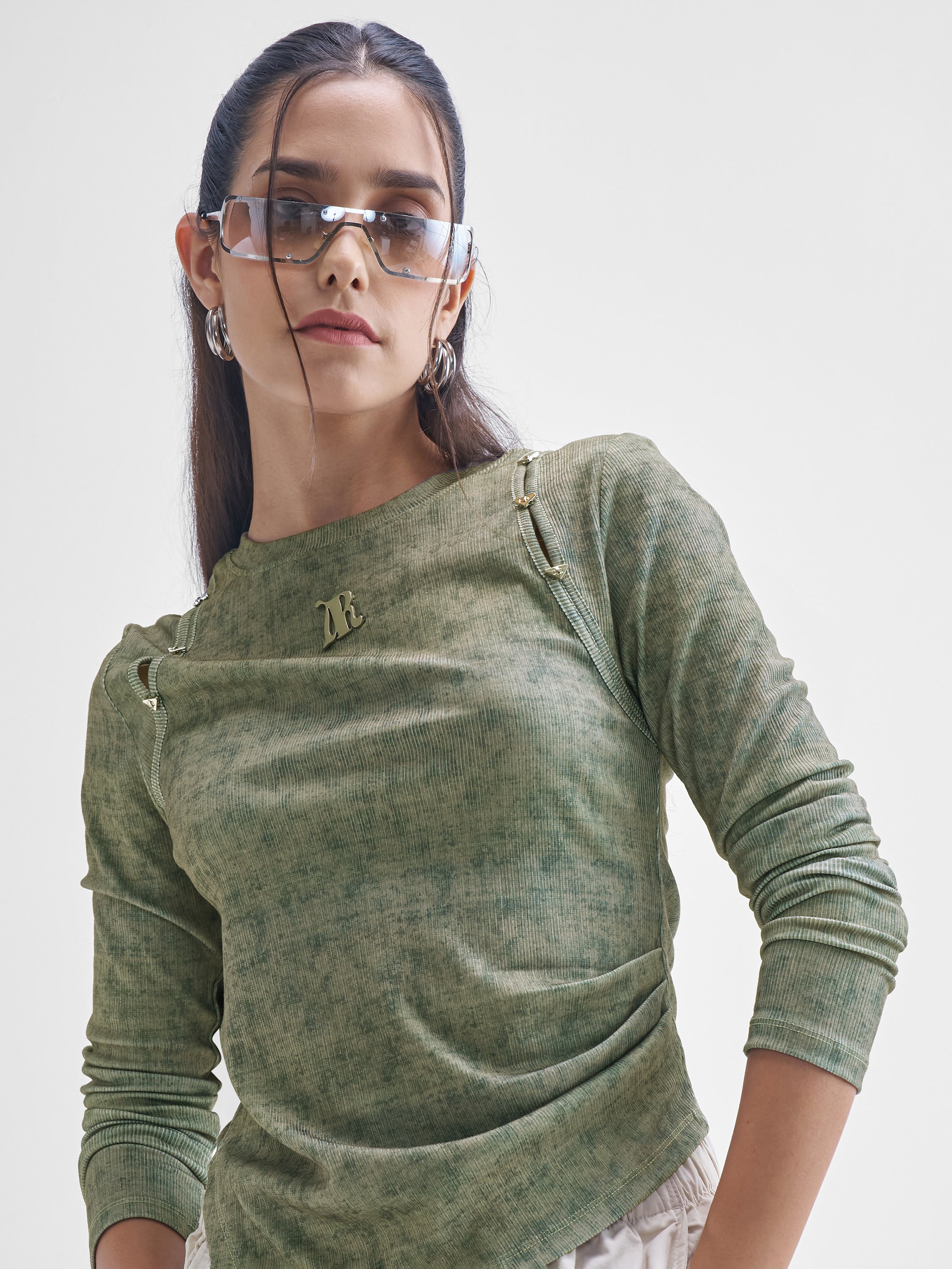 Street By Tokyo Talkies Women Olive Solid Shirt Style Top - Olive - Image 1