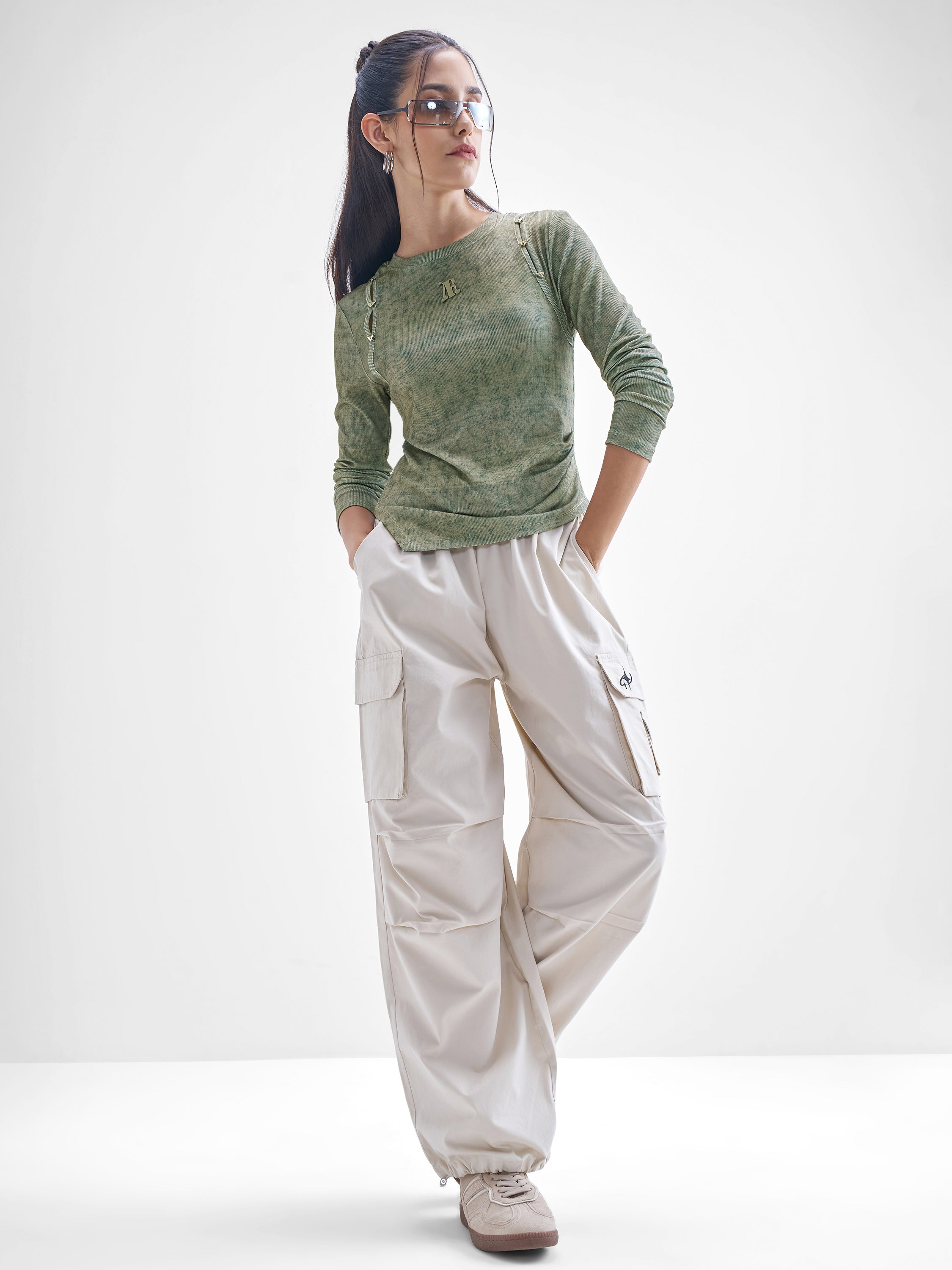 Street By Tokyo Talkies Women Olive Solid Shirt Style Top - Olive - Image 2