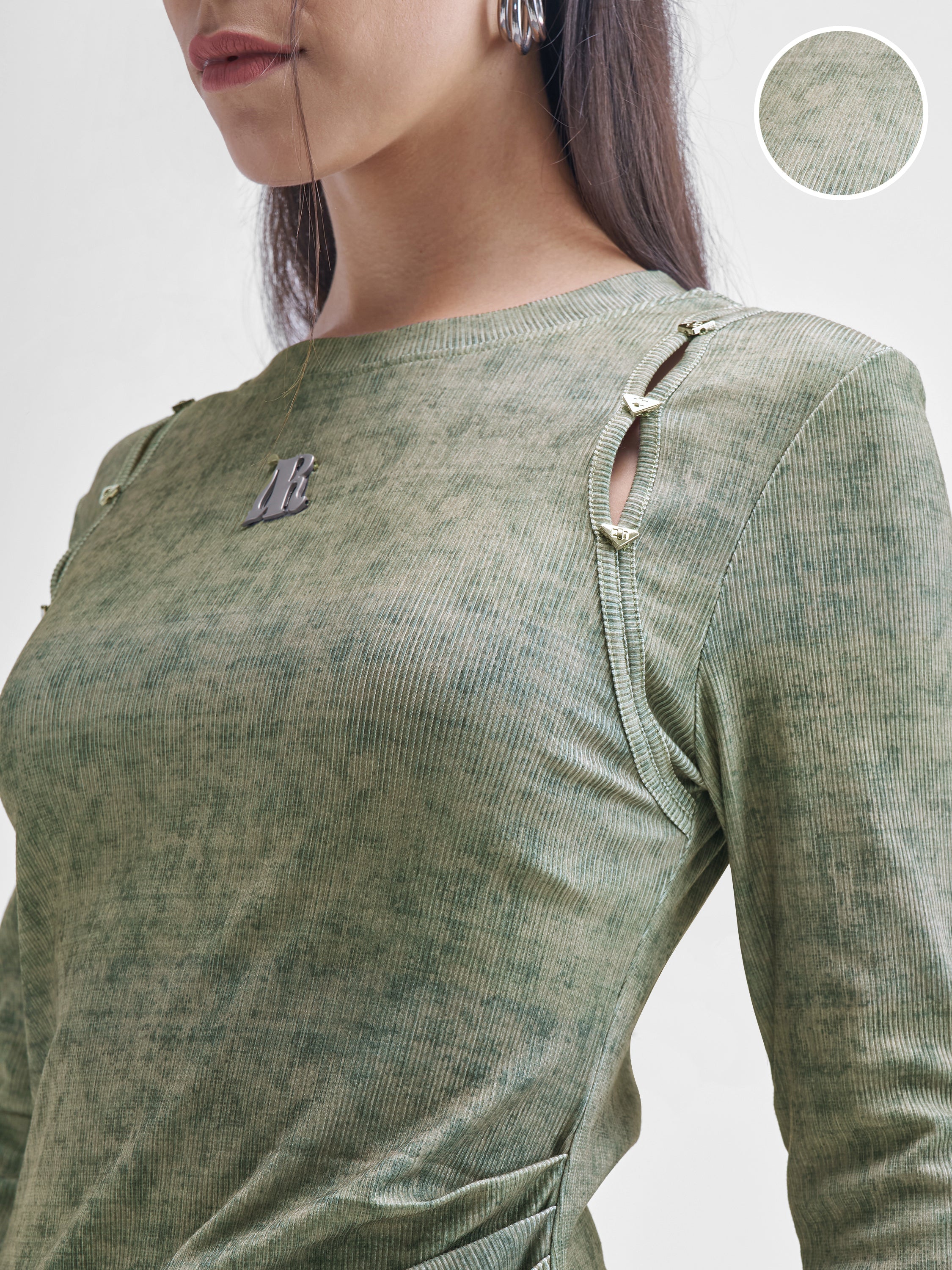 Street By Tokyo Talkies Women Olive Solid Shirt Style Top - Olive - Image 5