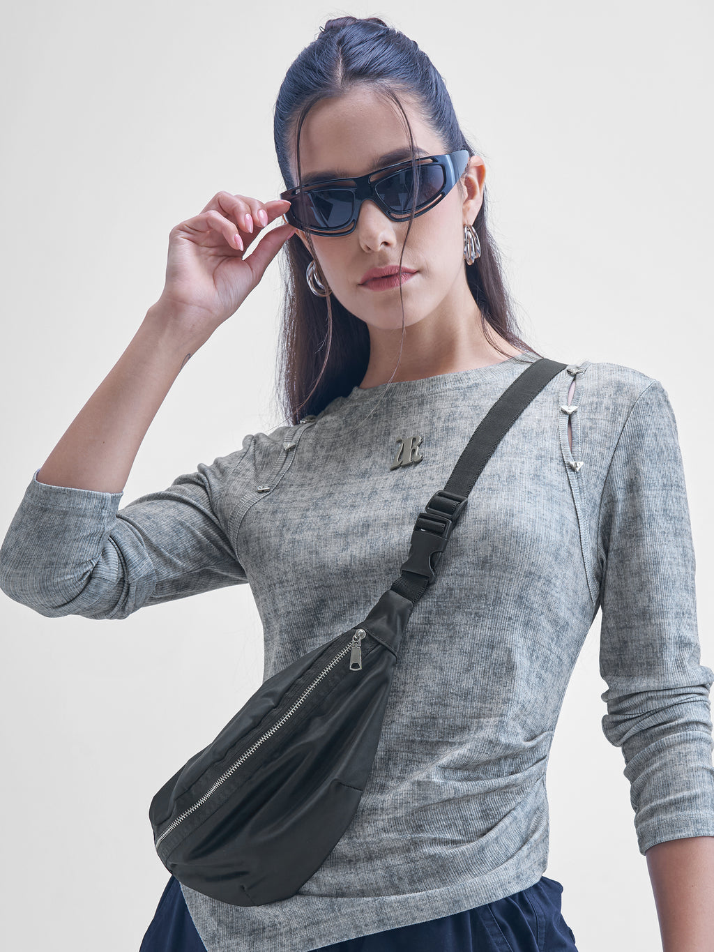 Street By Tokyo Talkies Women Grey Printed Shirt Style Top - Grey - Image 1